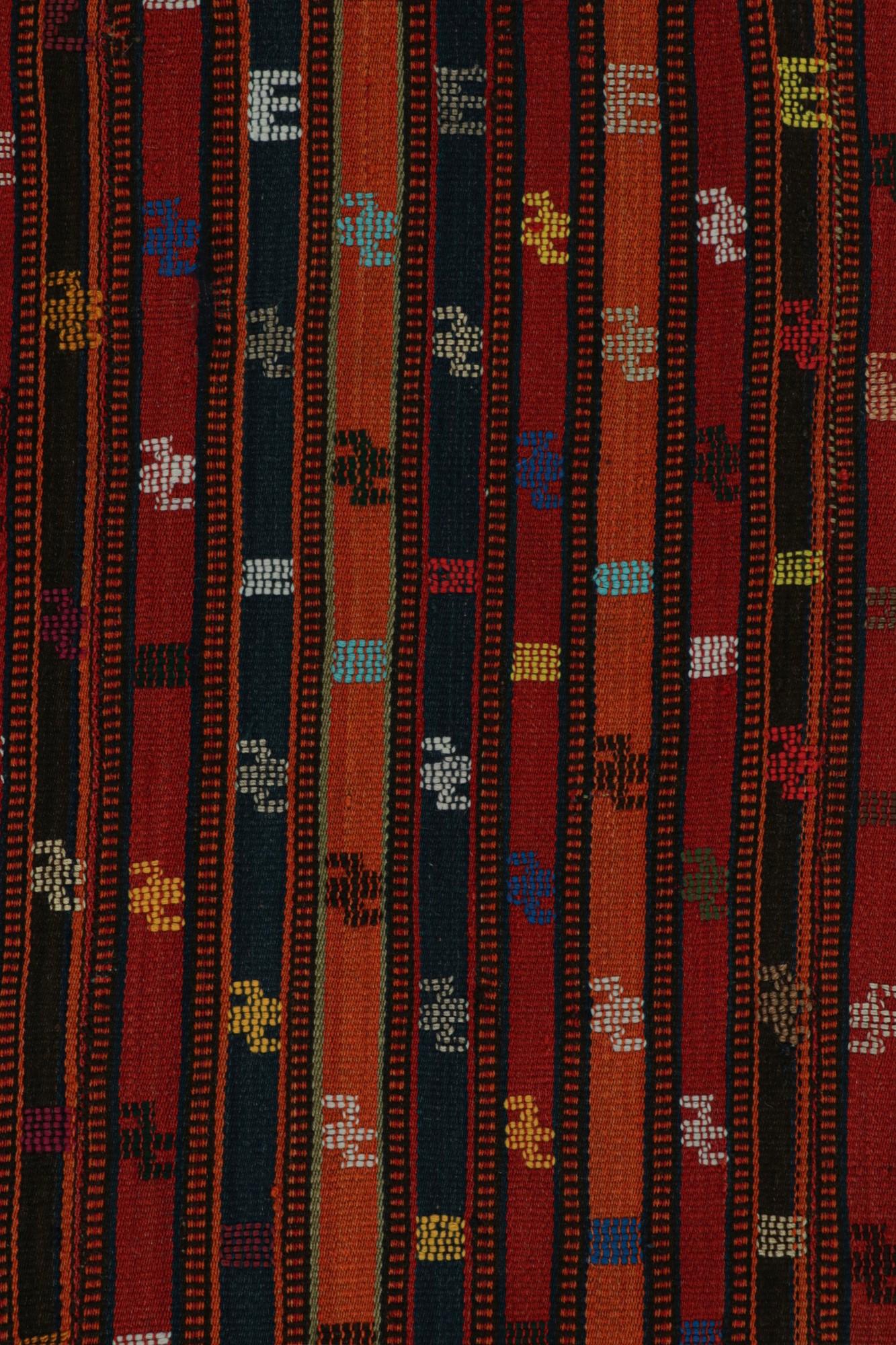 Wool Vintage Afghan Tribal Kilim Rug, with Geometric Stripes, from Rug & Kilim For Sale