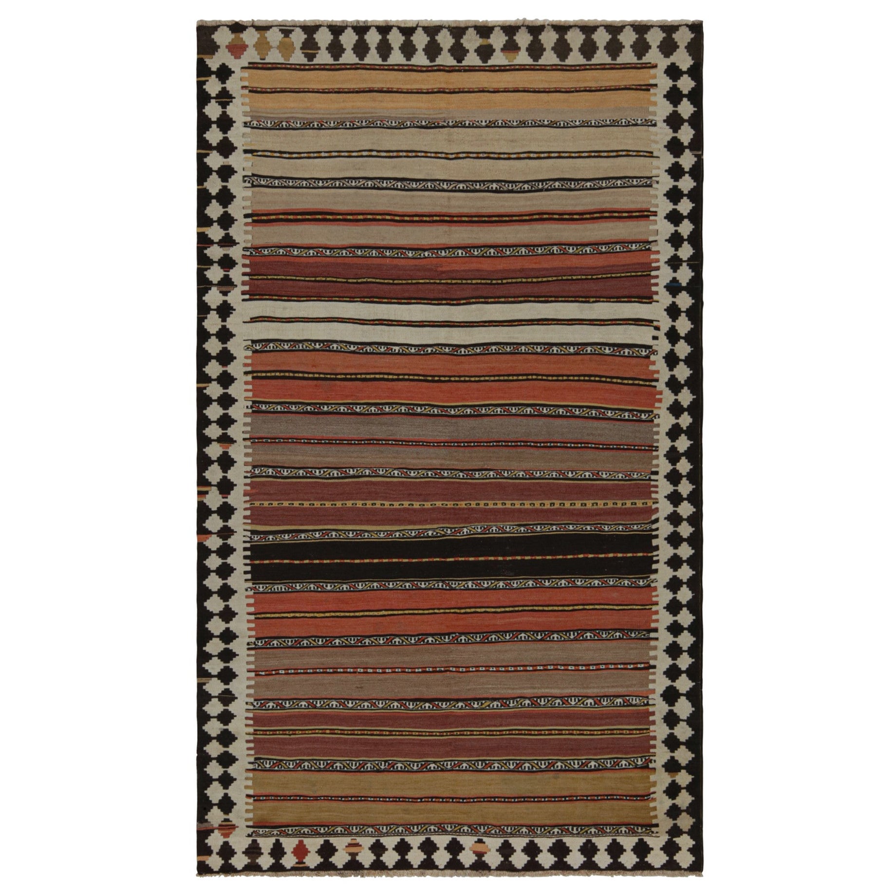 Afghanischer Stammeskunst-Kelim-Teppich im Vintage-Stil mit geometrischen Streifen, von Rug & Kilim