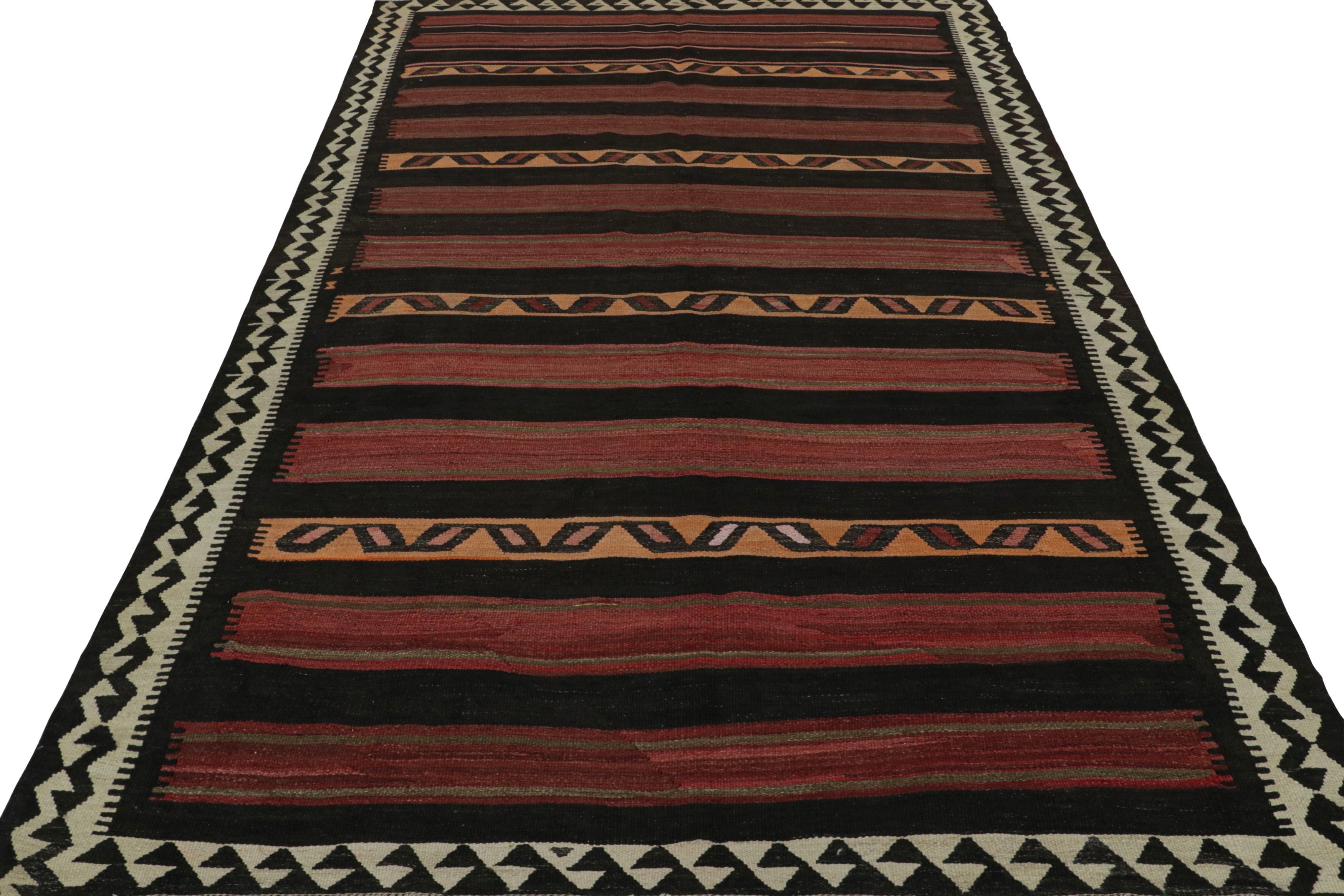 Hand-Woven Vintage Afghan Tribal Kilim rug, with Rich Stripes, from Rug & Kilim For Sale