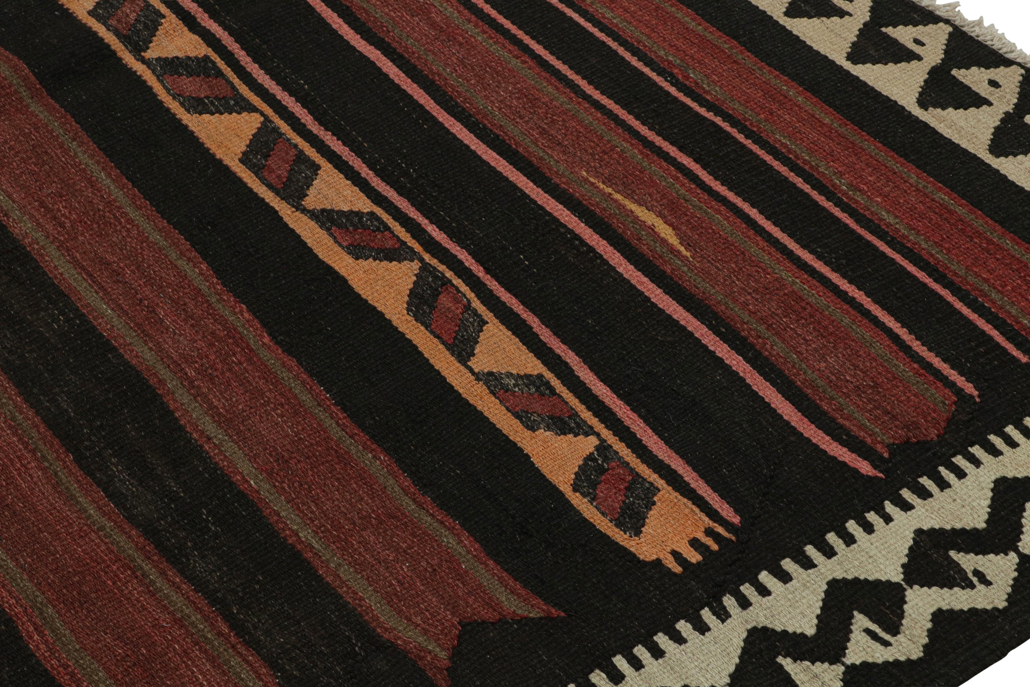 Wool Vintage Afghan Tribal Kilim rug, with Rich Stripes, from Rug & Kilim For Sale