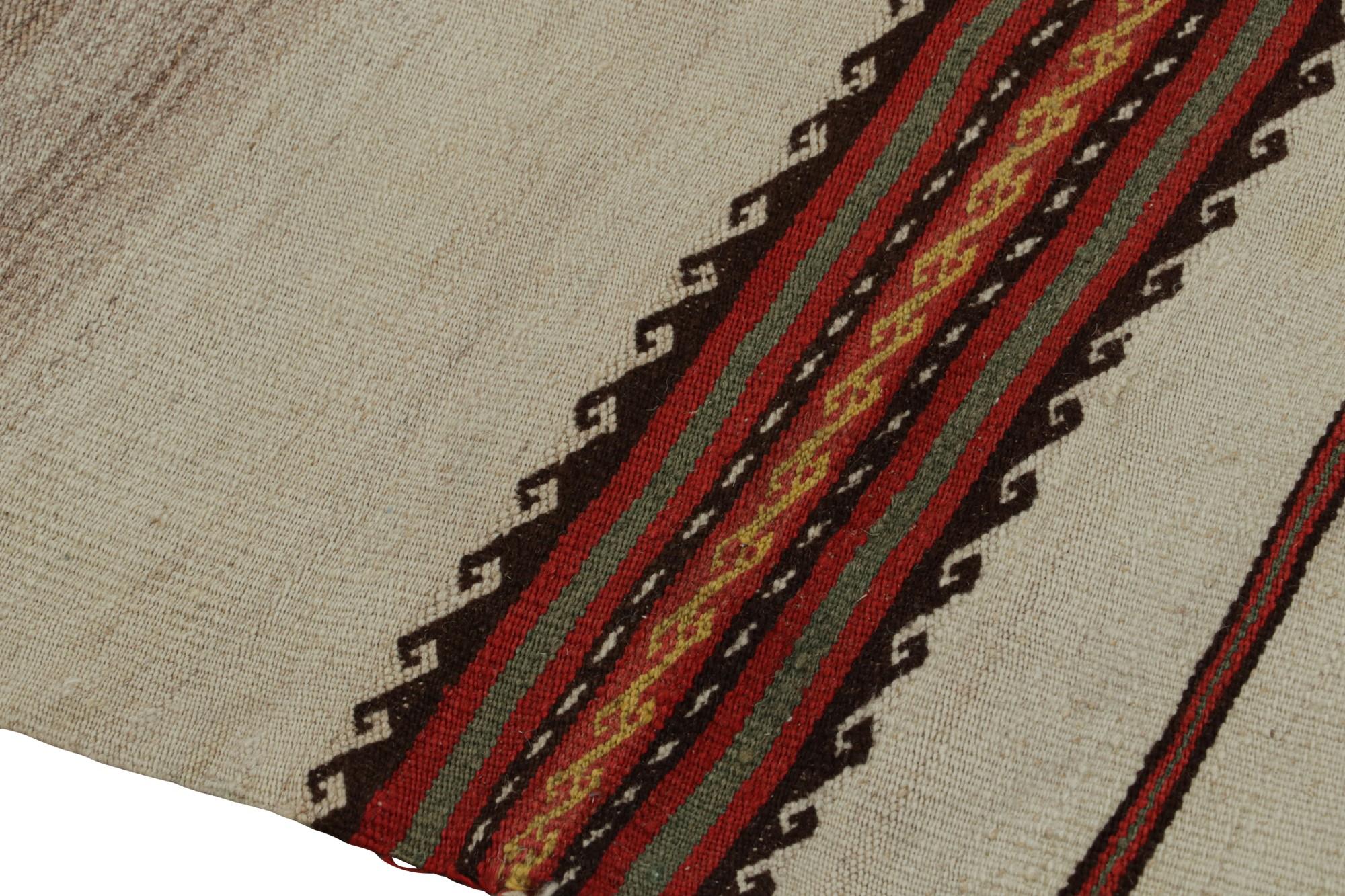 Mid-20th Century Vintage Afghan Tribal Kilim Runner Rug in Beige, with Stripes, from Rug & Kilim  For Sale