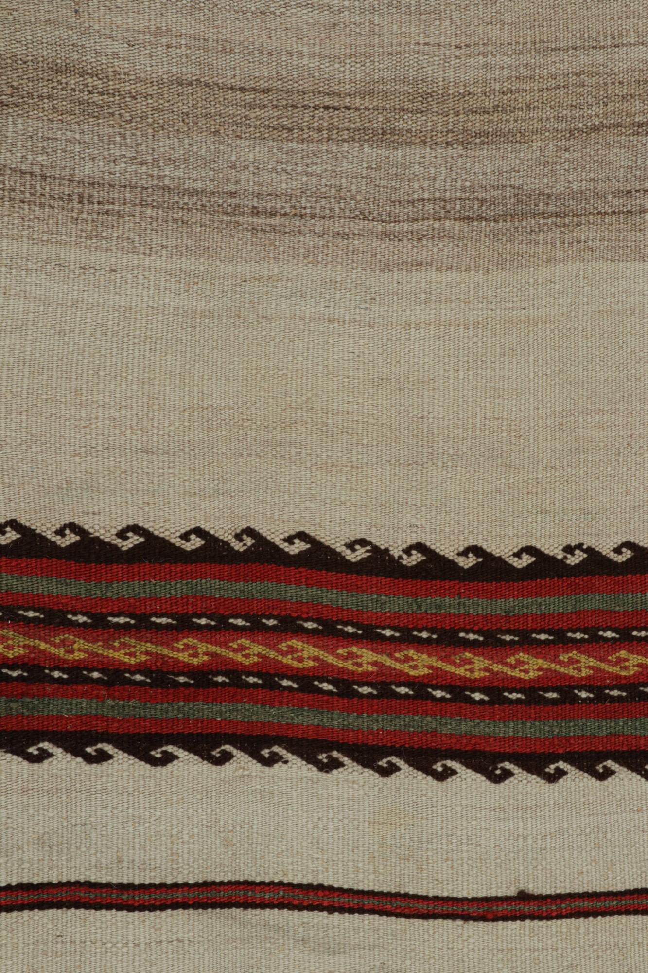 Wool Vintage Afghan Tribal Kilim Runner Rug in Beige, with Stripes, from Rug & Kilim  For Sale