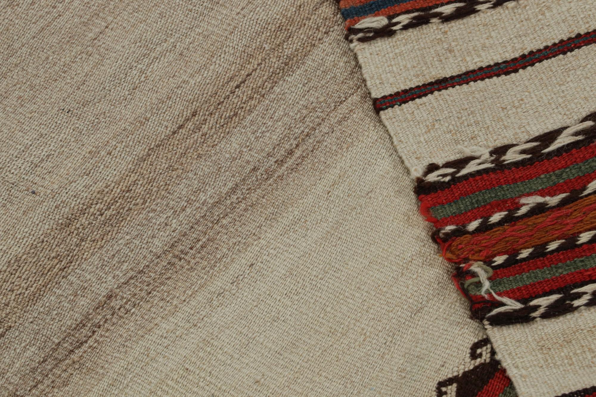 Vintage Afghan Tribal Kilim Runner Rug in Beige, with Stripes, from Rug & Kilim  For Sale 1