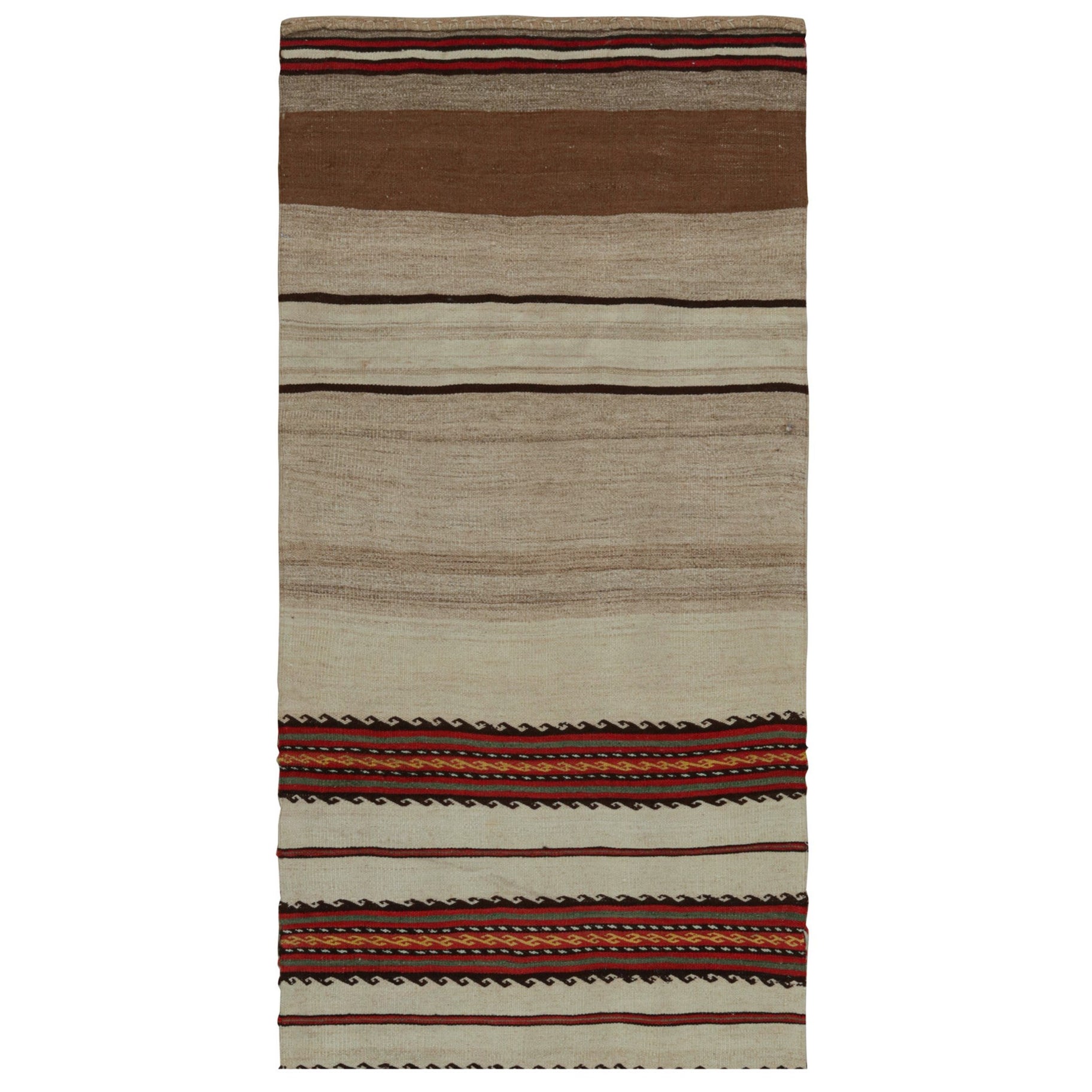 Afghanischer Stammeskunst-Kelim-Läufer in Beige, mit Streifen, von Rug & Kilim, Vintage