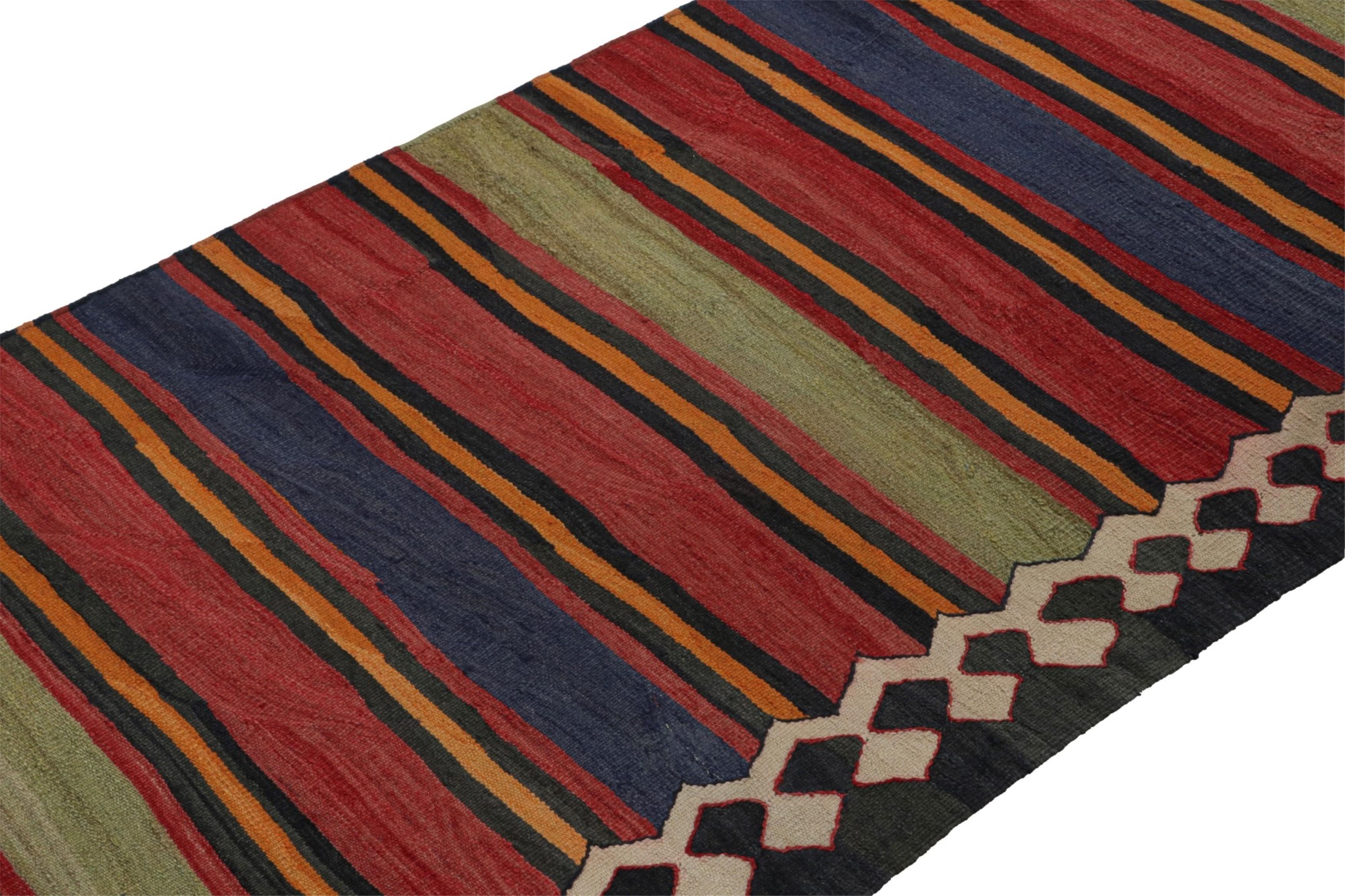 Vintage Afghan Tribal Kilim Runner Rug with Colorful Stripes, from Rug & Kilim In Good Condition For Sale In Long Island City, NY