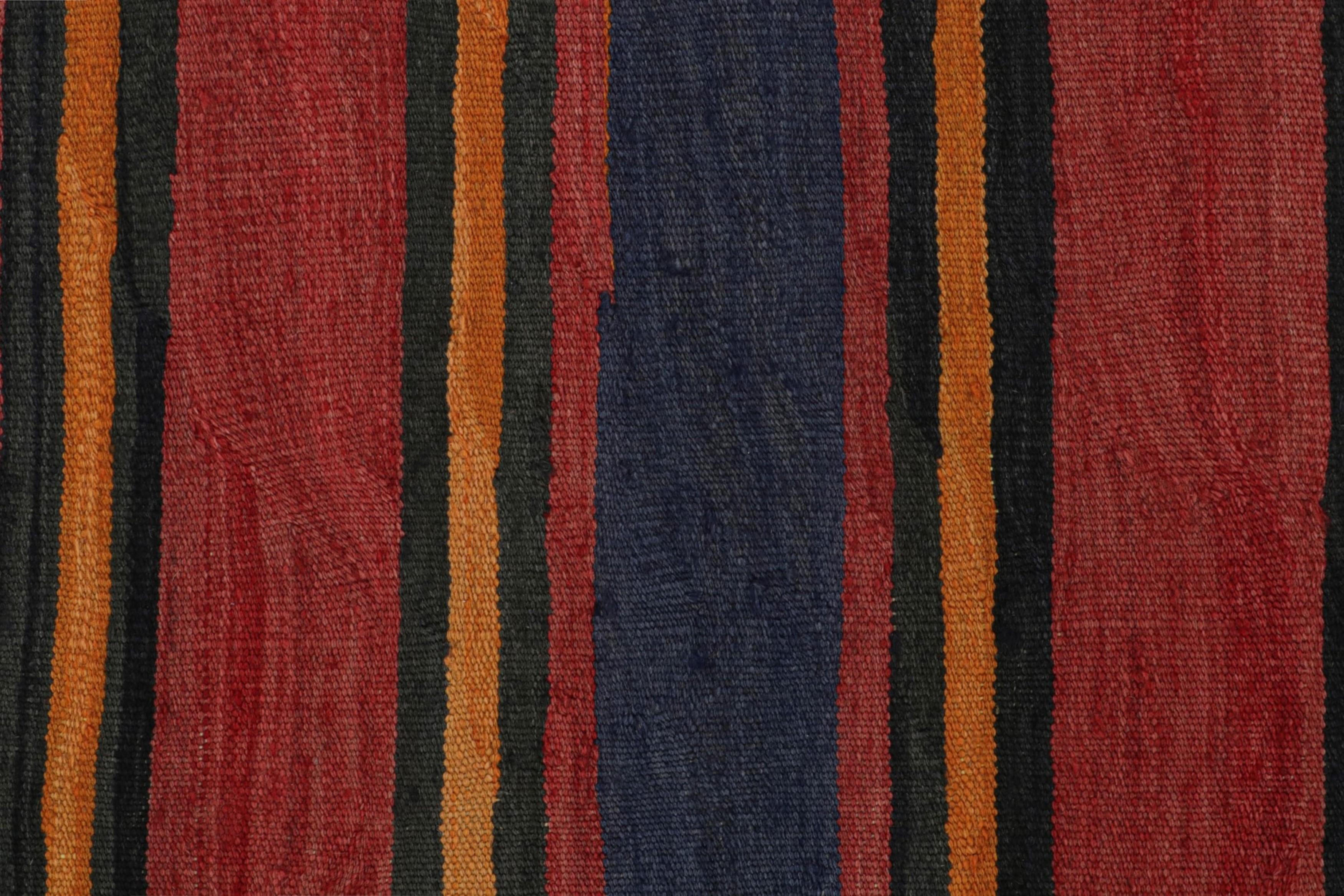 Wool Vintage Afghan Tribal Kilim Runner Rug with Colorful Stripes, from Rug & Kilim For Sale