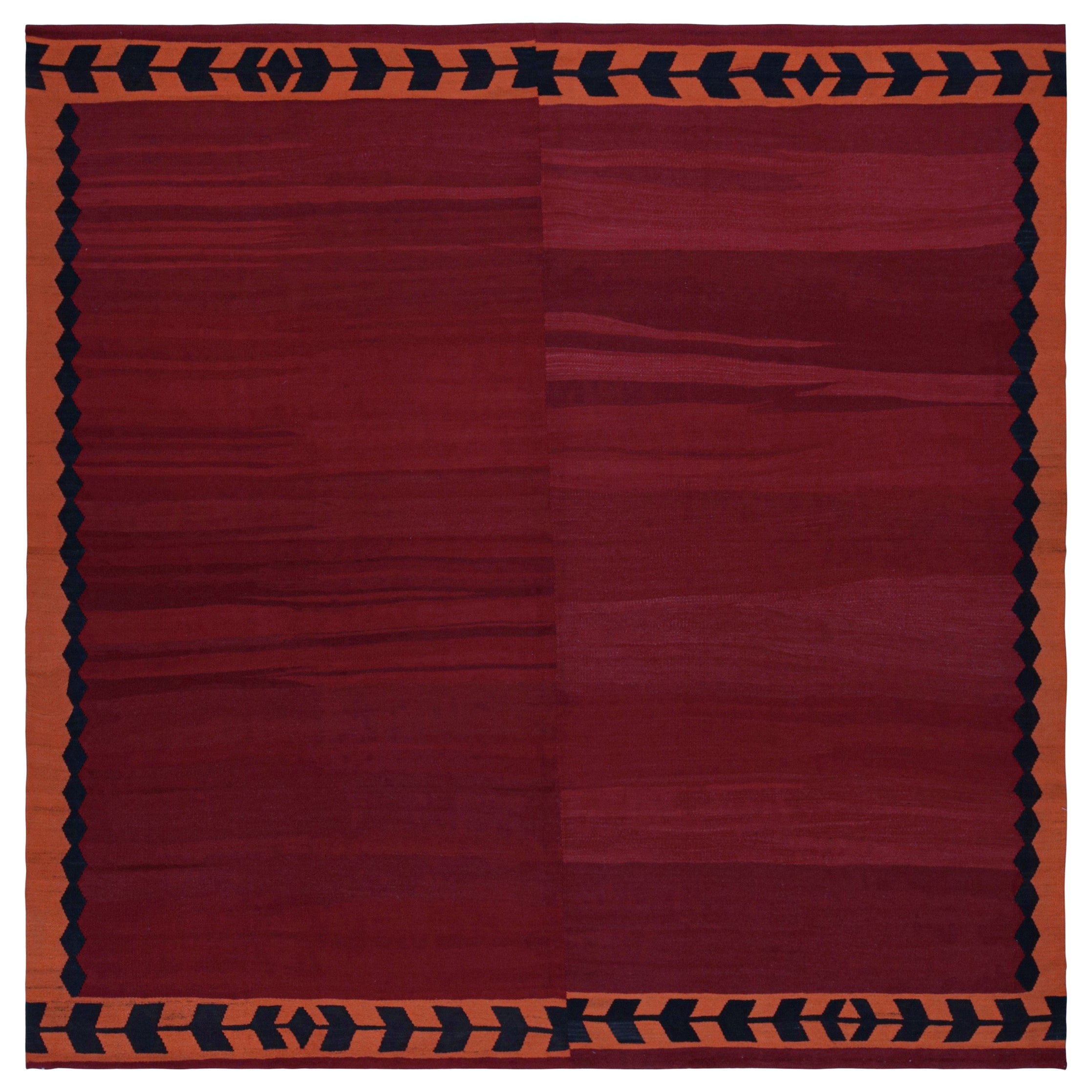 Vintage Afghan Tribal Kilim with a Red Open Field & Orange Border by Rug & Kilim