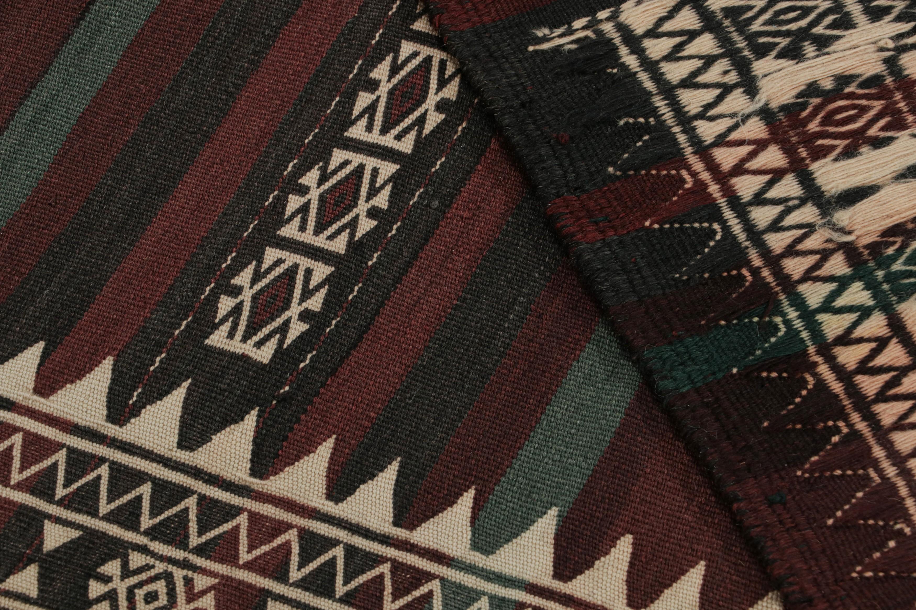 Vintage Afghan Tribal Kilim with Brown, Green & Black Stripes by Rug & Kilim For Sale 1