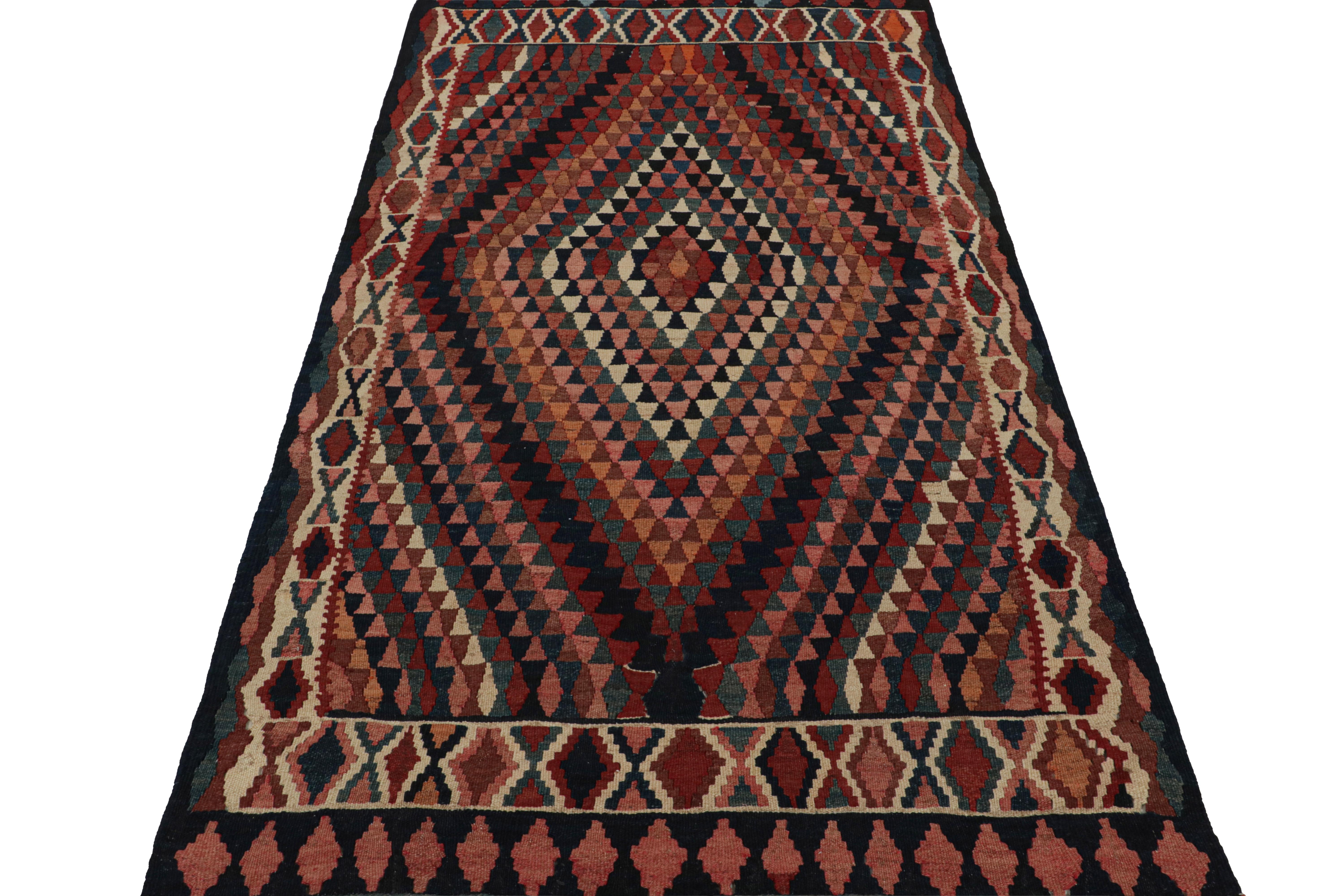 Hand-Woven Vintage Afghan Tribal Kilim with Colorful Geometric Patterns, from Rug & Kilim For Sale