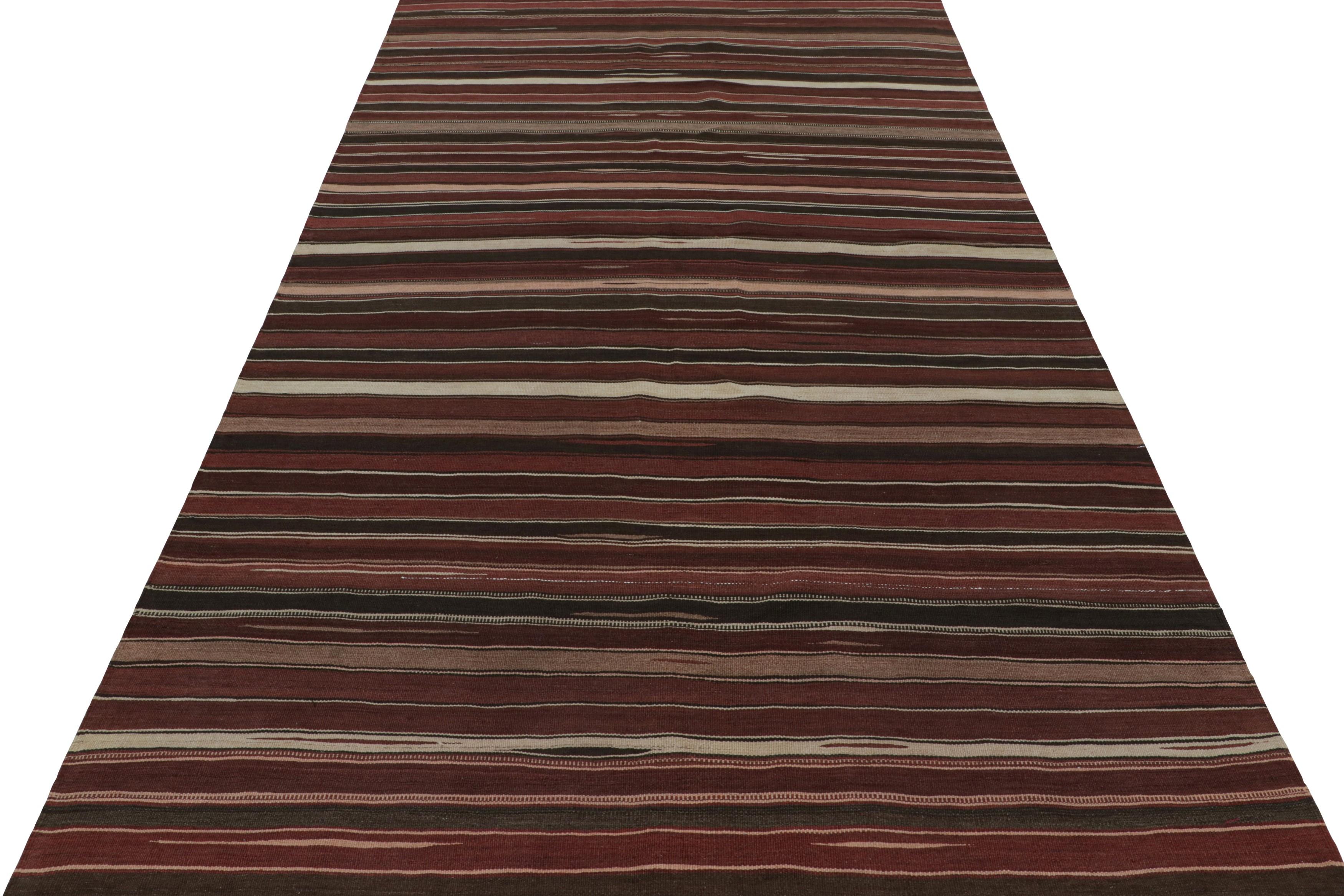 Hand-Woven Vintage Afghan Tribal Kilim with Red, Black & White Stripes by Rug & Kilim For Sale