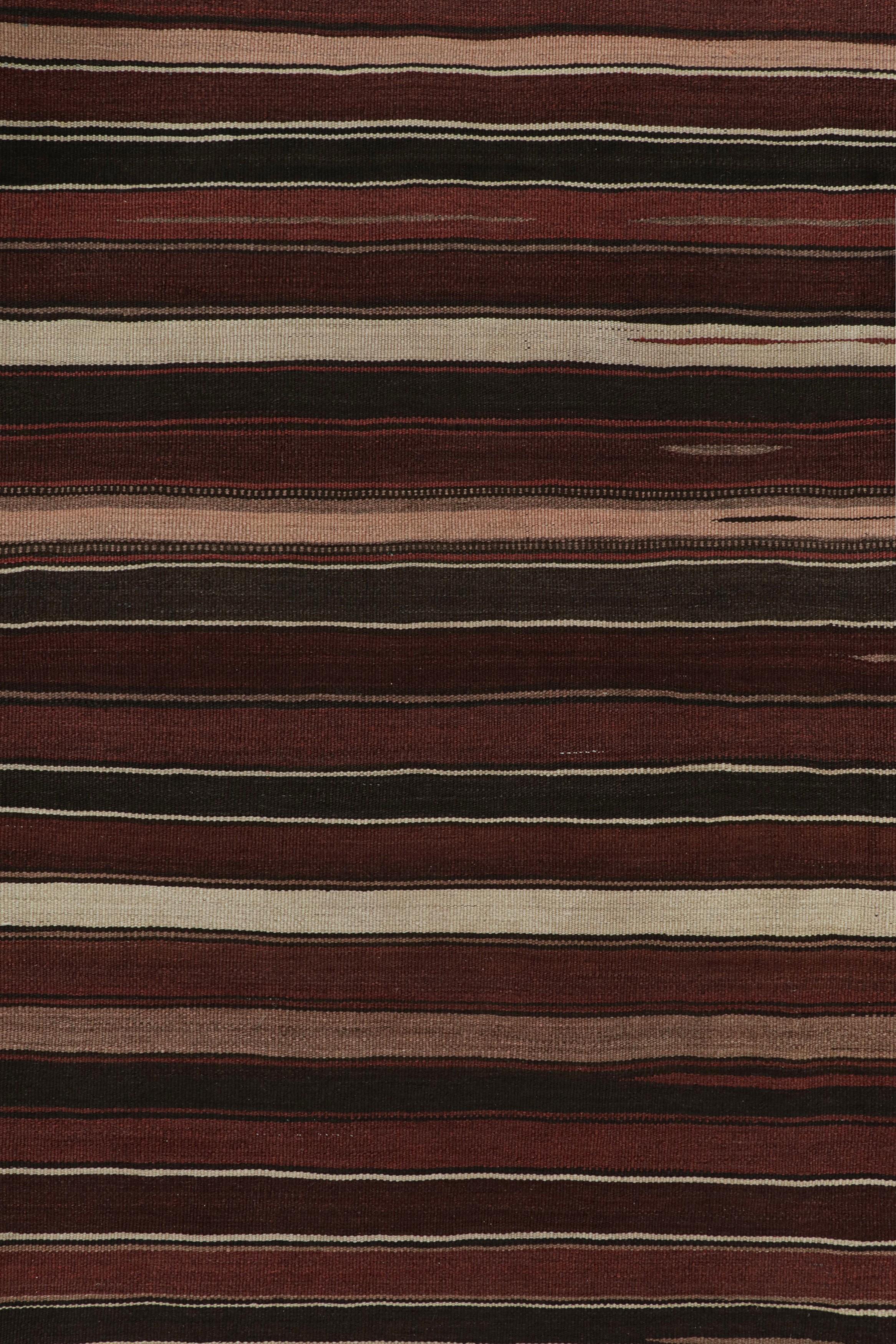 Wool Vintage Afghan Tribal Kilim with Red, Black & White Stripes by Rug & Kilim For Sale