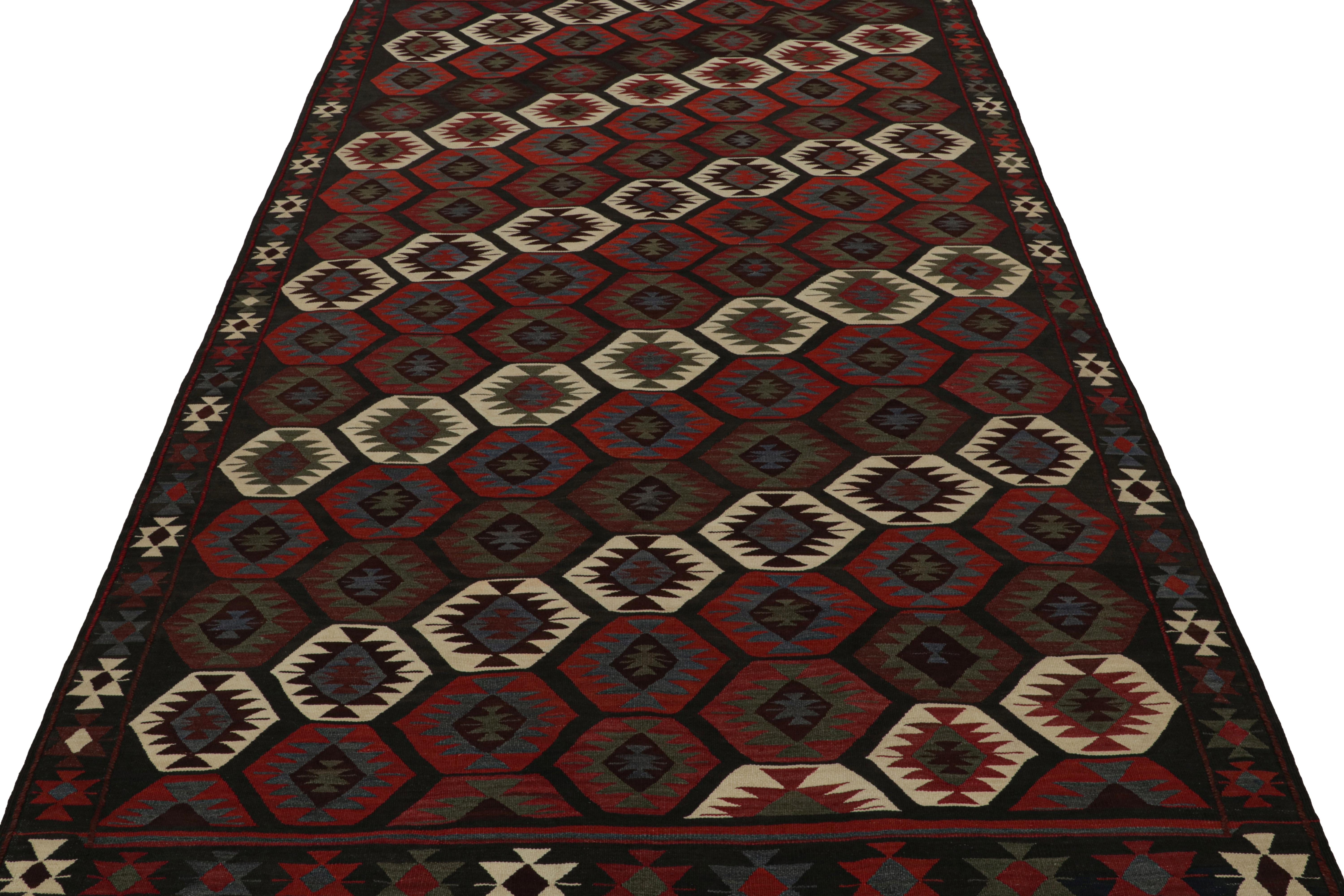 Hand-Woven Vintage Afghan Tribal Kilim with Red & Blue Geometric Patterns, from Rug & Kilim For Sale