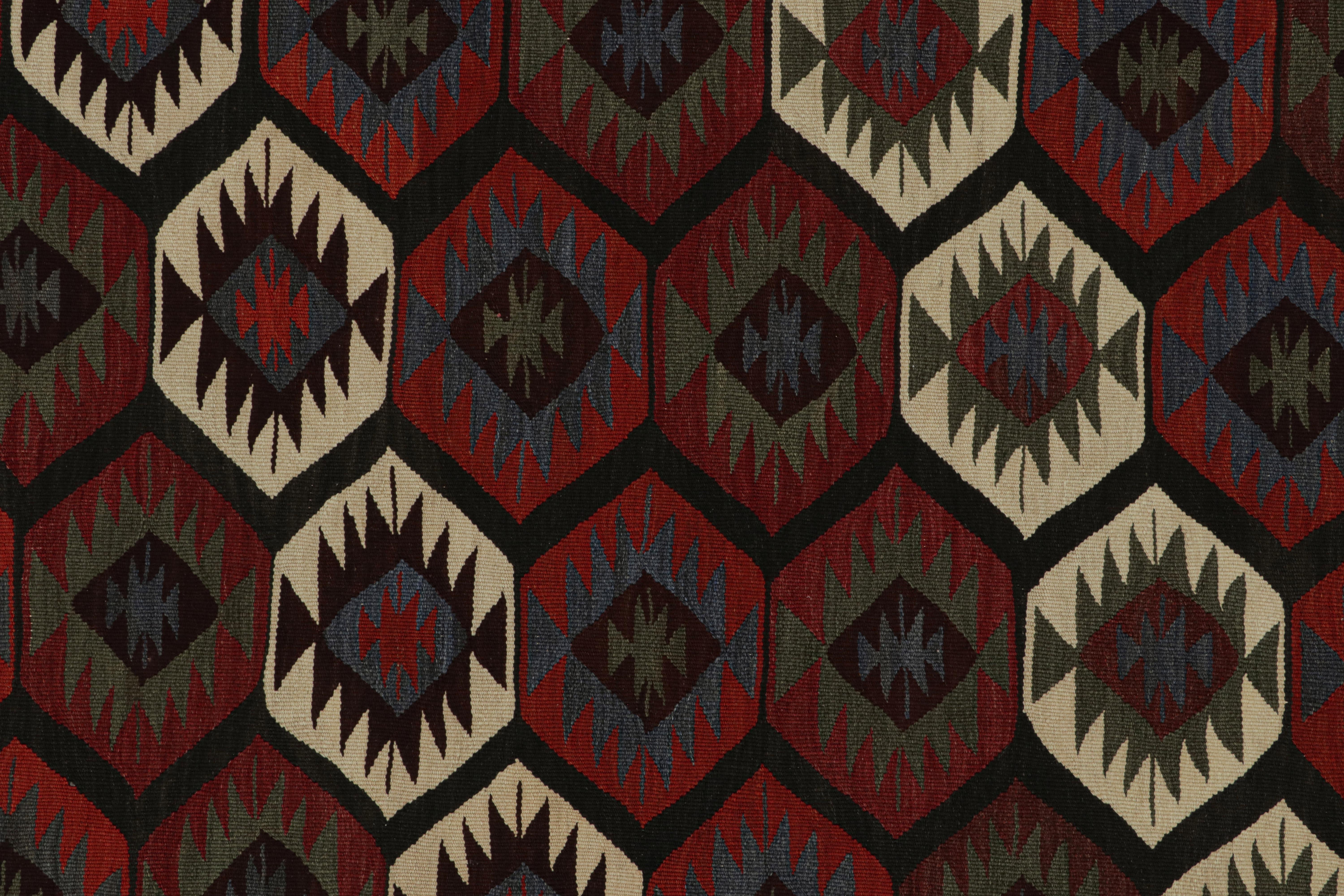 Wool Vintage Afghan Tribal Kilim with Red & Blue Geometric Patterns, from Rug & Kilim For Sale