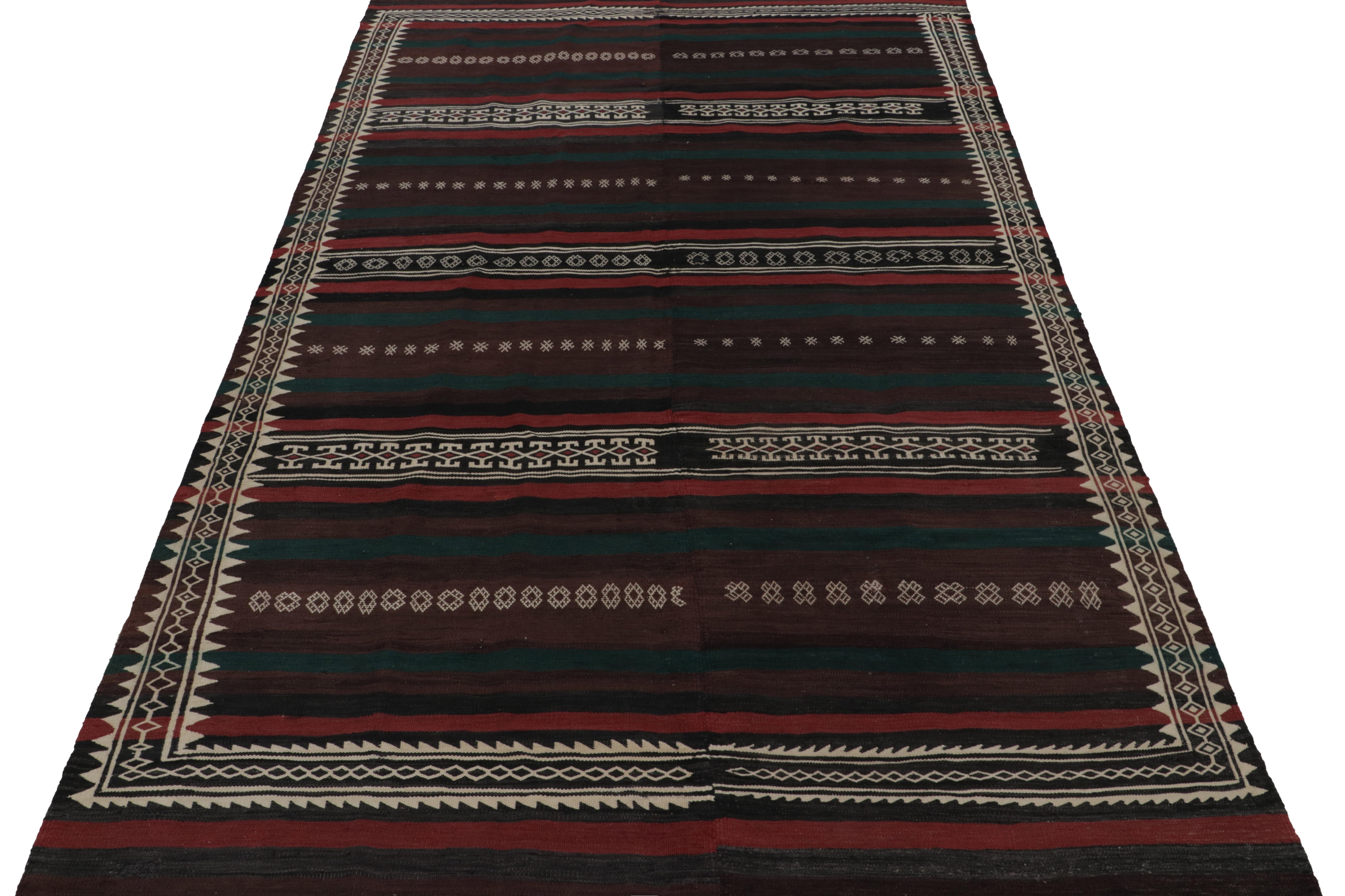 Hand-Knotted Vintage Afghan Tribal Kilim with Red-Brown Geometric Patterns, from Rug & Kilim For Sale