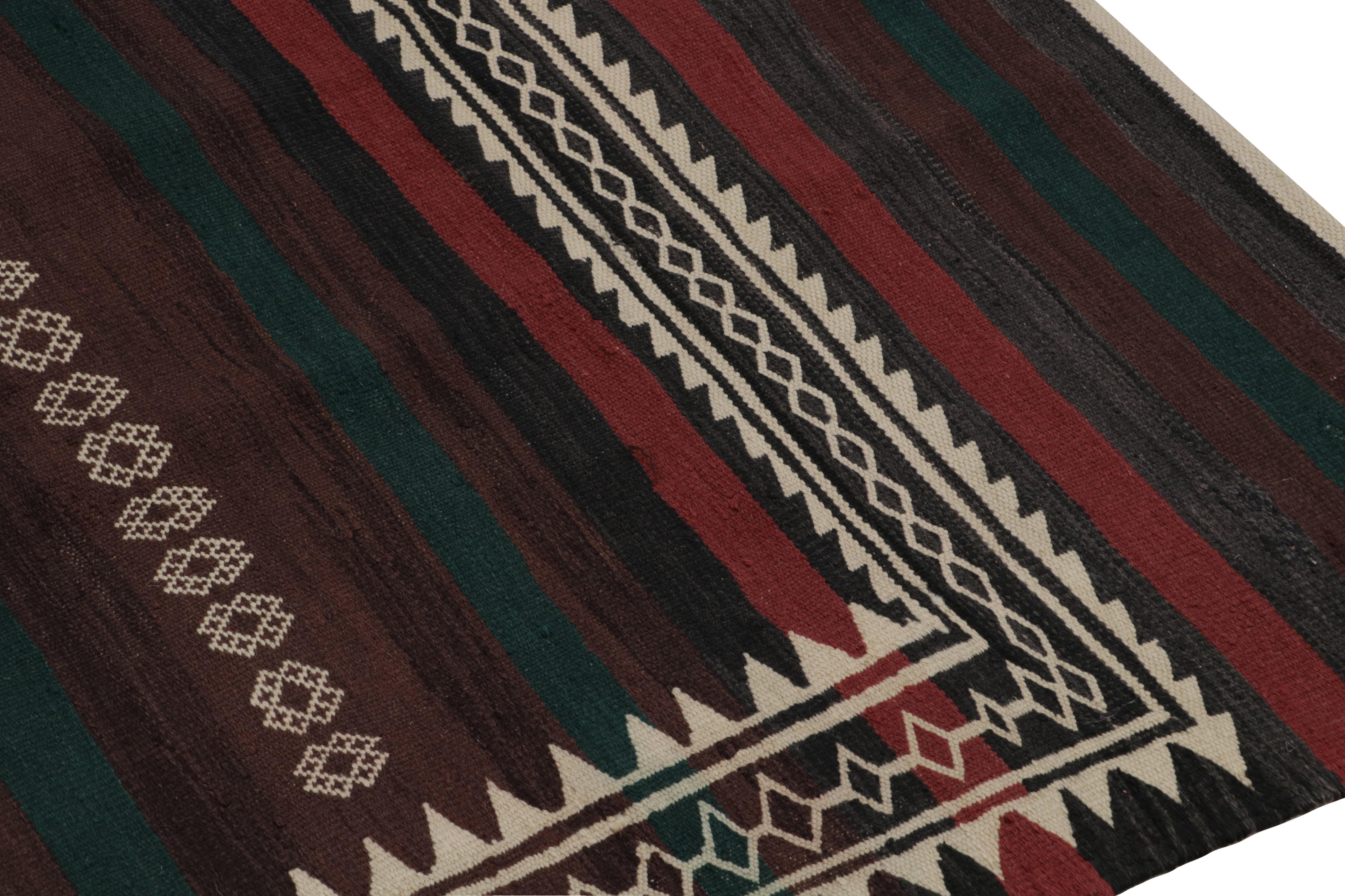 Mid-20th Century Vintage Afghan Tribal Kilim with Red-Brown Geometric Patterns, from Rug & Kilim For Sale