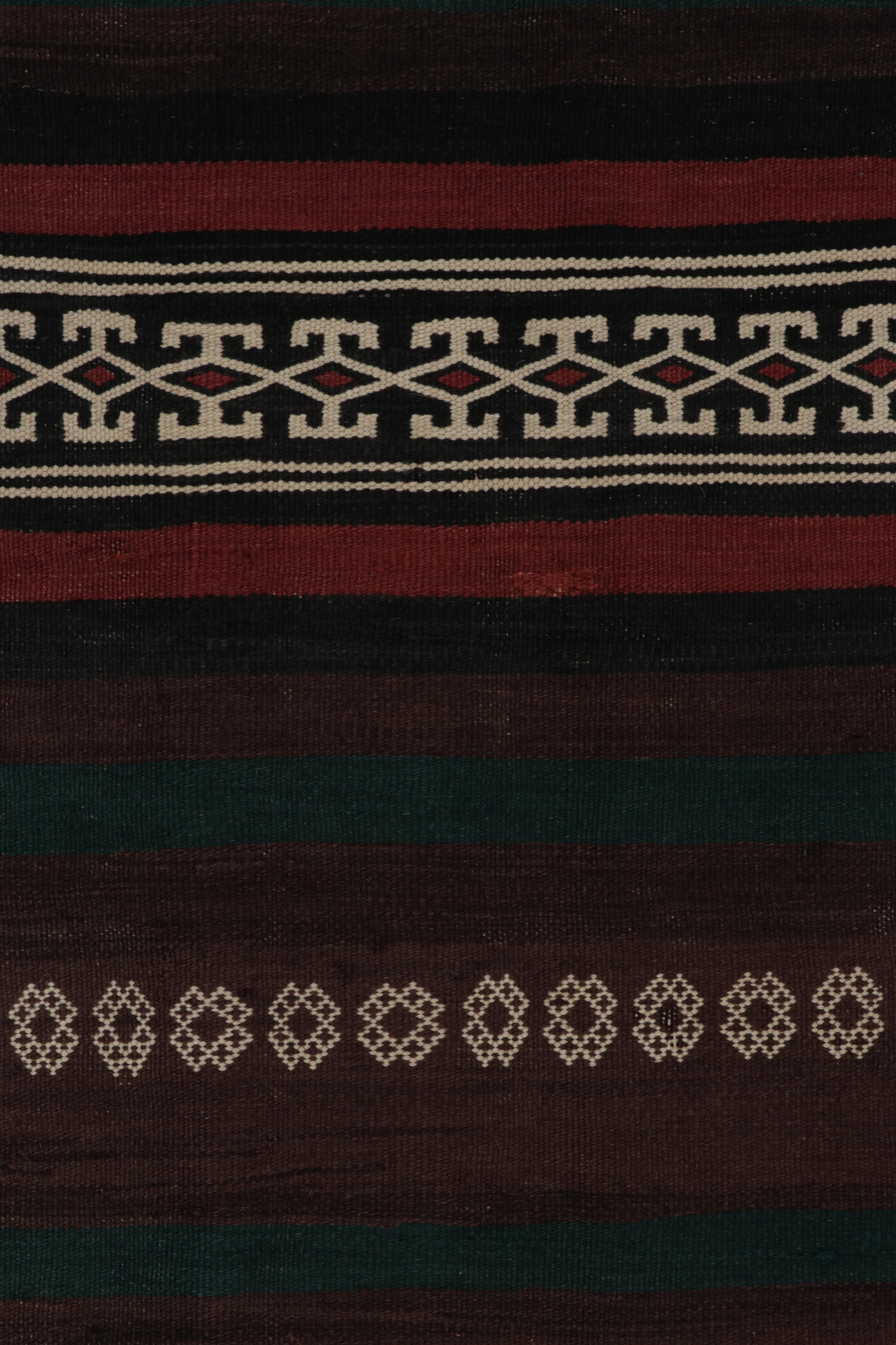 Wool Vintage Afghan Tribal Kilim with Red-Brown Geometric Patterns, from Rug & Kilim For Sale