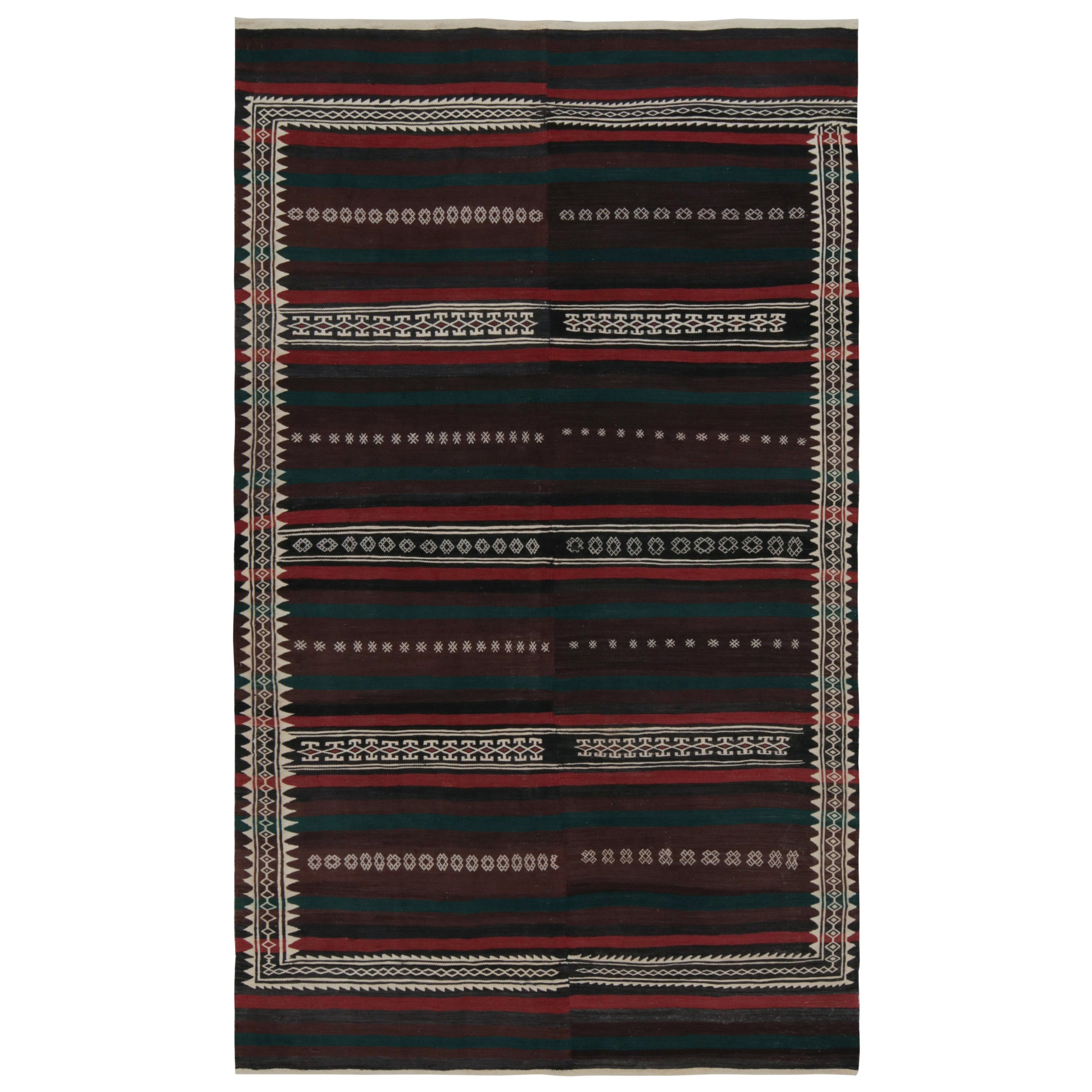 Kilim tribal afgano vintage con motivos geométricos rojos y marrones, de Rug & Kilim