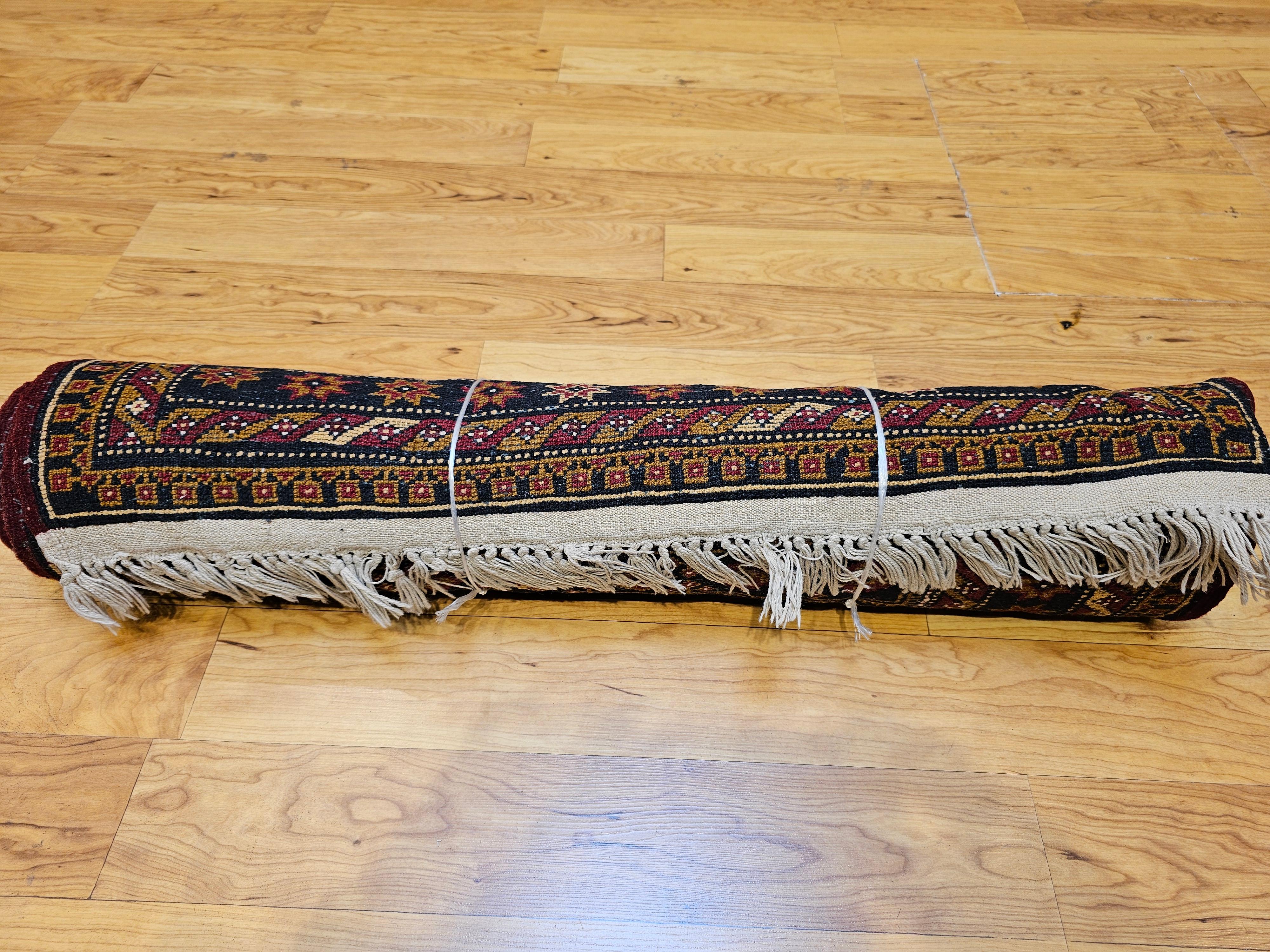 Vintage Afghan Tribal Runner in Geometric Pattern in Blue, Red, Gold, Ivory For Sale 12
