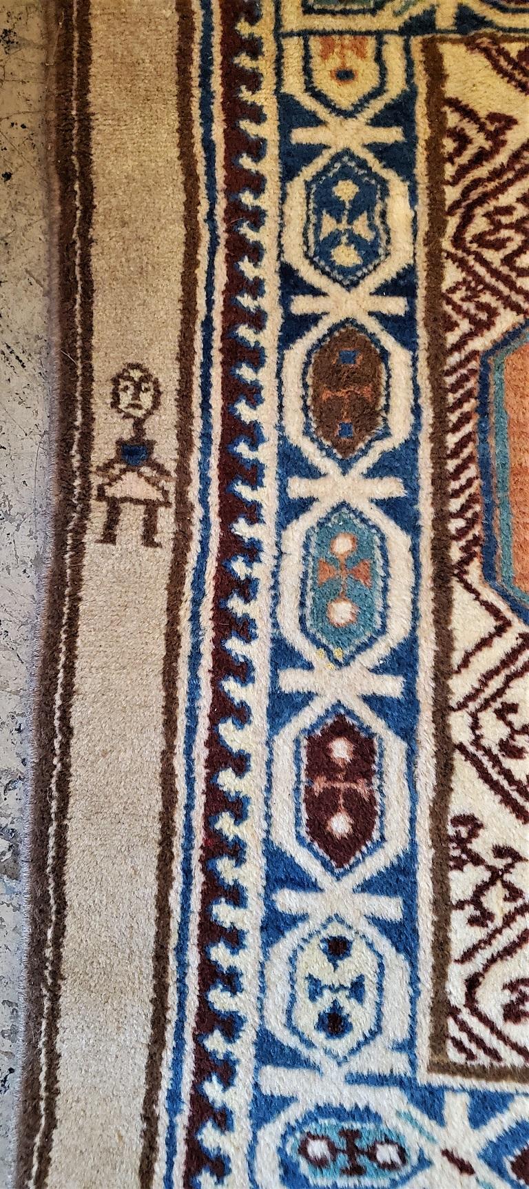 20th Century Vintage Afghan Tribal Square Prayer Rug For Sale