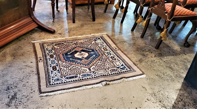 Vintage Afghan Tribal Square Prayer Rug For Sale at 1stDibs