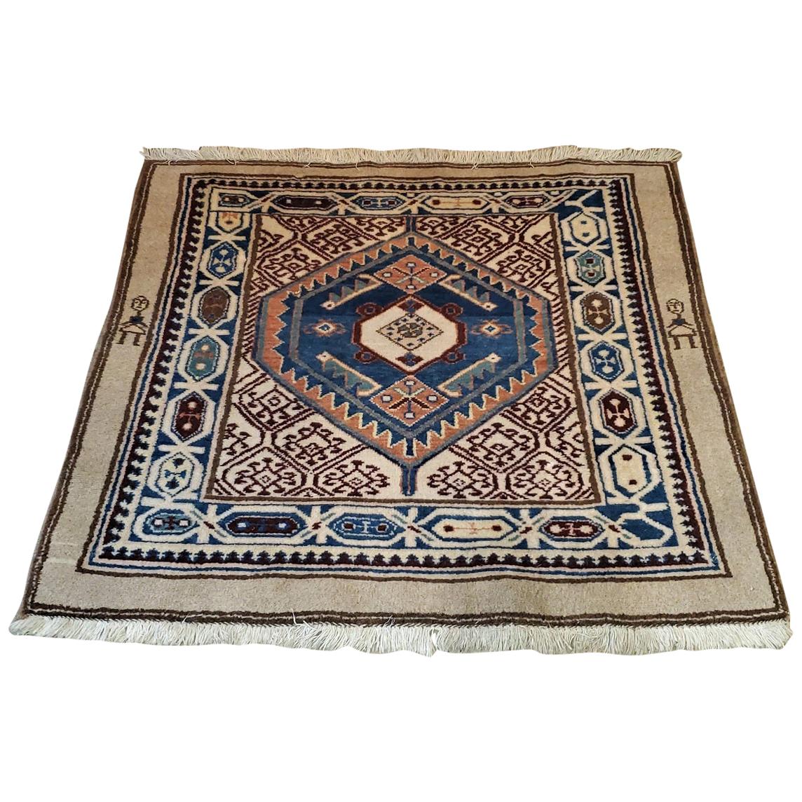 Vintage Afghan Tribal Square Prayer Rug For Sale