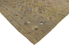 Vintage Afghan Uzbek Suzani Embroidered Kilim Rug with Bohemian Style