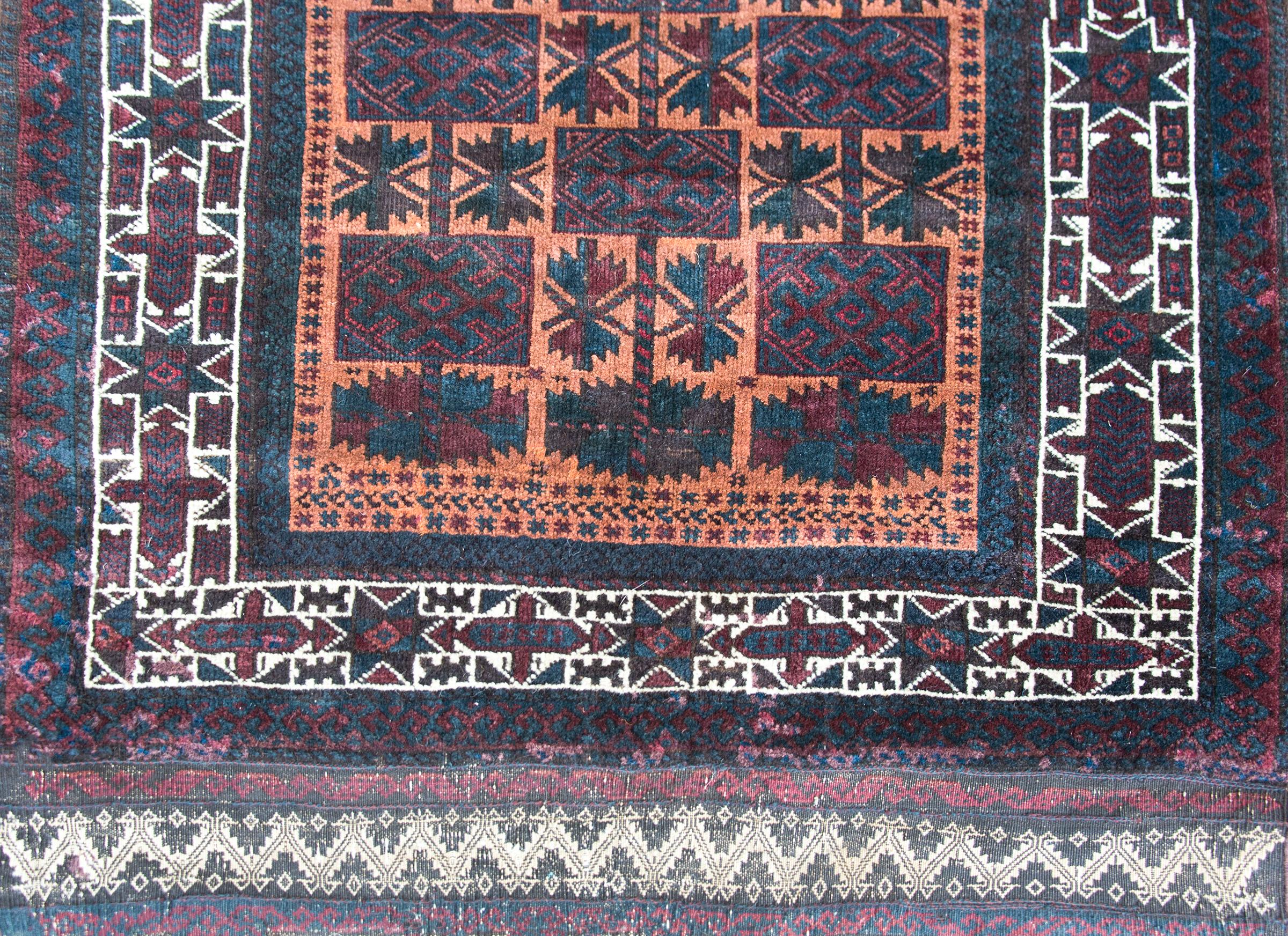 Vintage AFghani Baluch Prayer Rug For Sale 2
