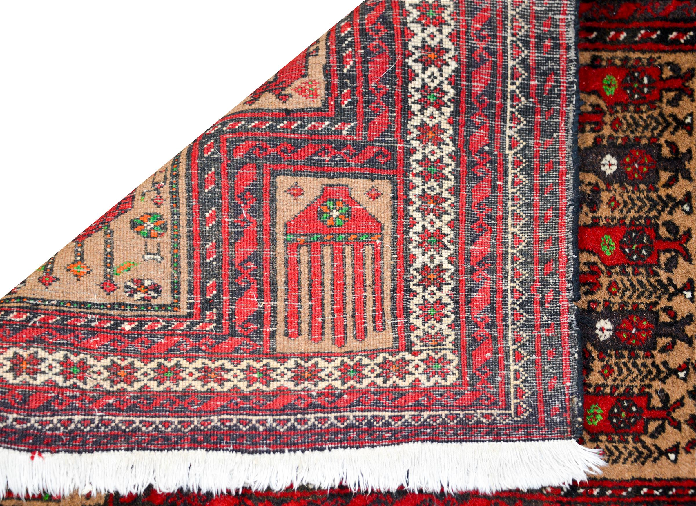 Vintage Afghani Baluch Prayer Rug For Sale 5