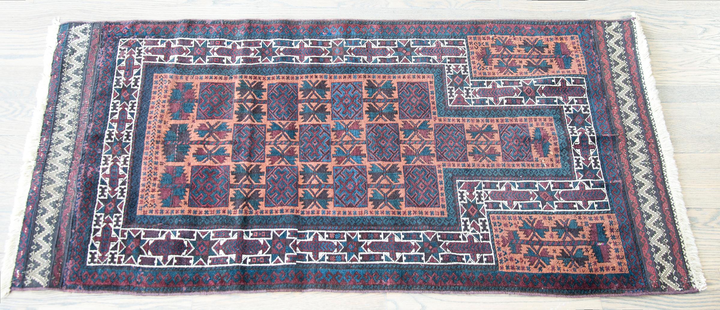 Vintage AFghani Baluch Prayer Rug For Sale 5