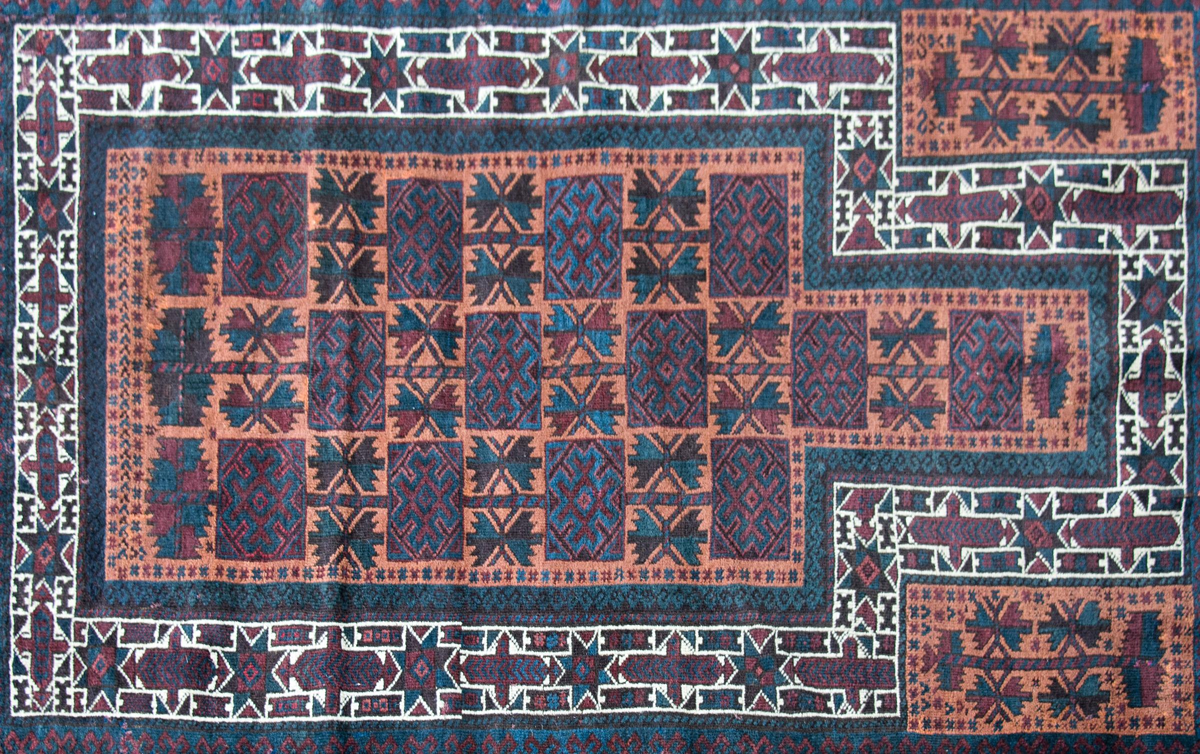 Tribal Vintage AFghani Baluch Prayer Rug For Sale