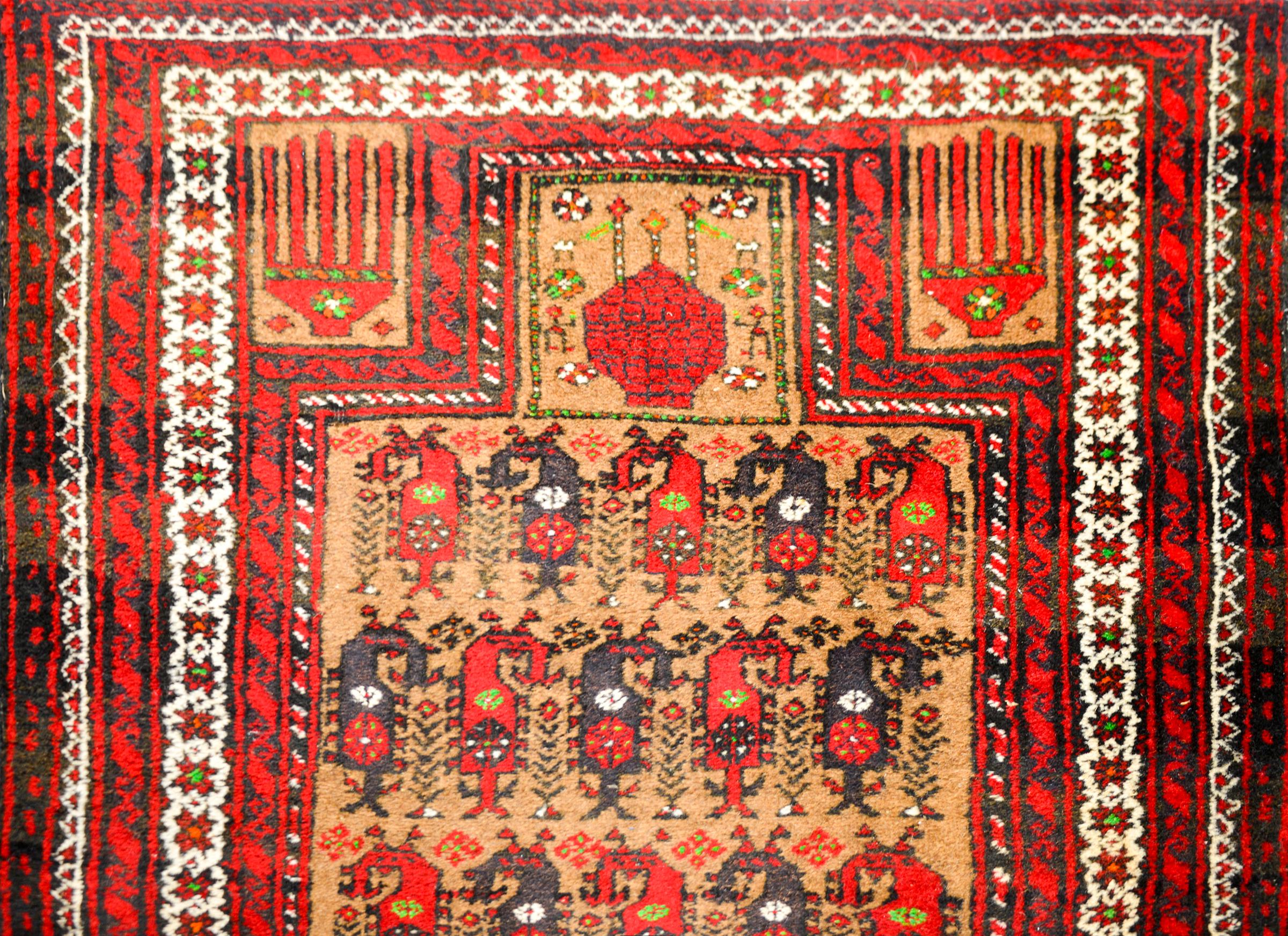 Vintage Afghani Baluch Prayer Rug For Sale 2