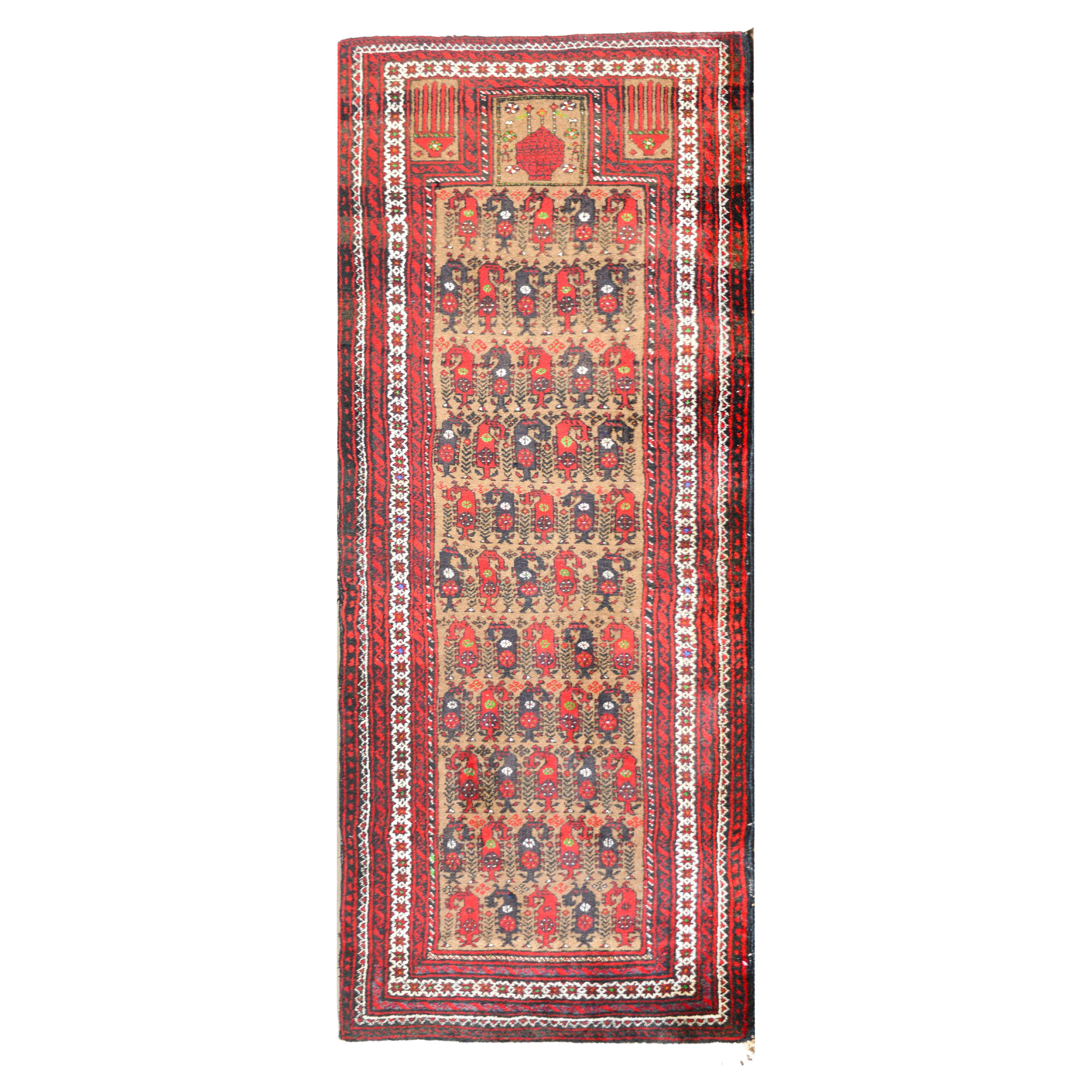 Vintage Afghani Baluch Prayer Rug
