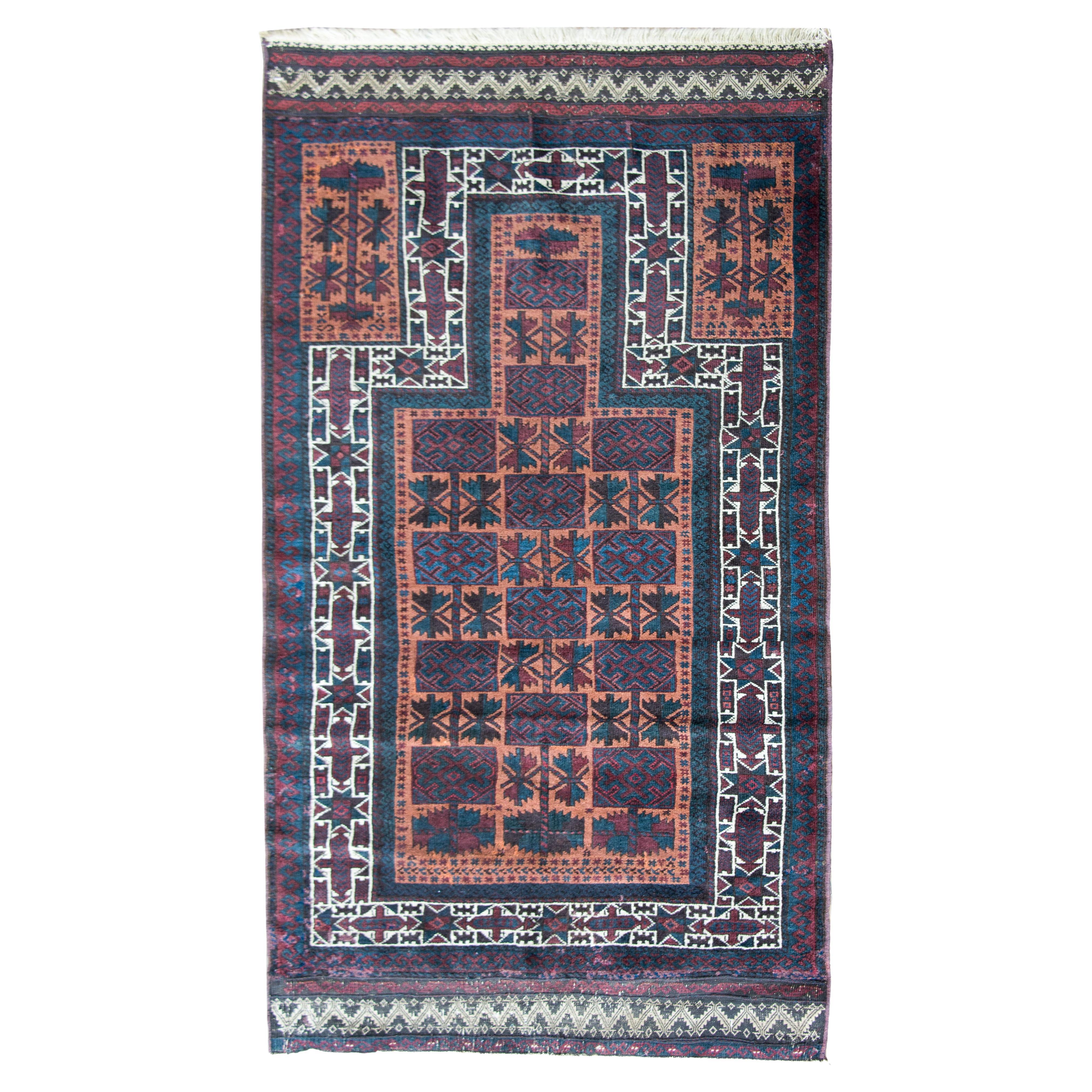 Vintage AFghani Baluch Prayer Rug For Sale