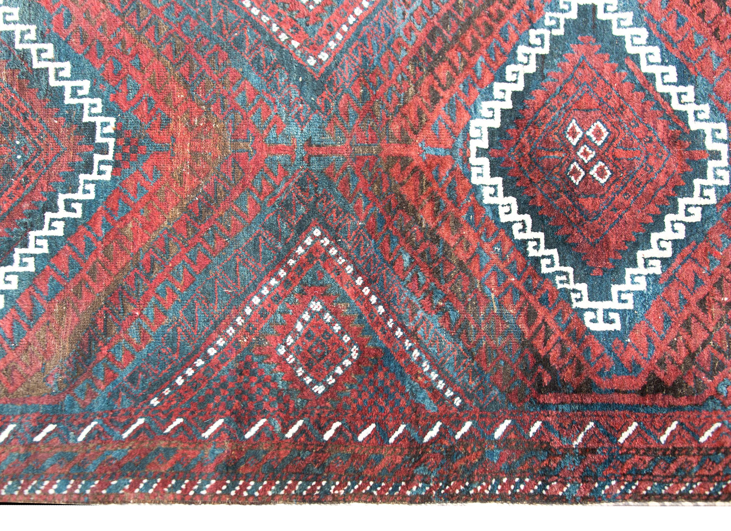Hand-Knotted Vintage Afghani Baluch Rug For Sale
