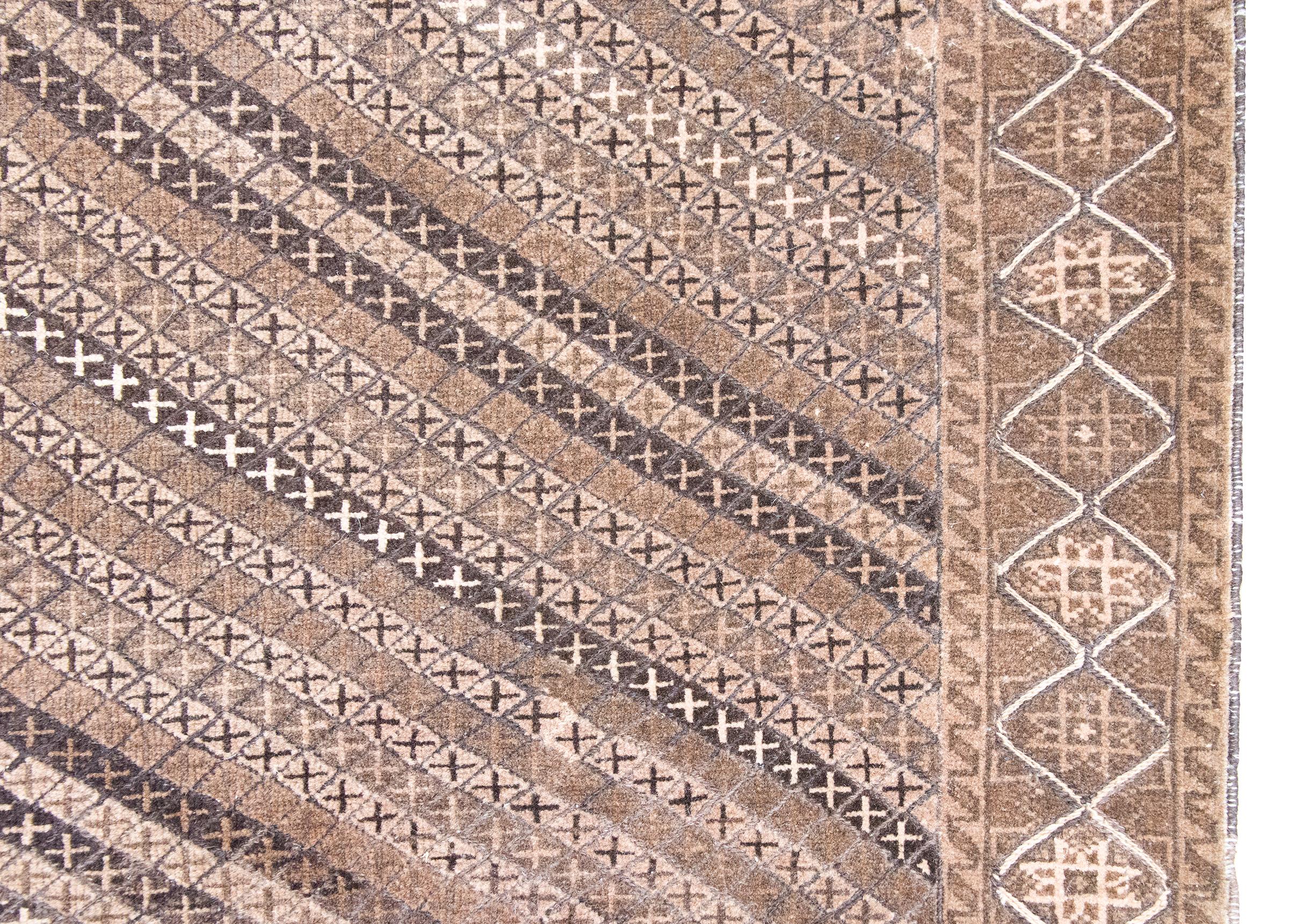 Hand-Knotted vintage afghani Baluch Rug For Sale