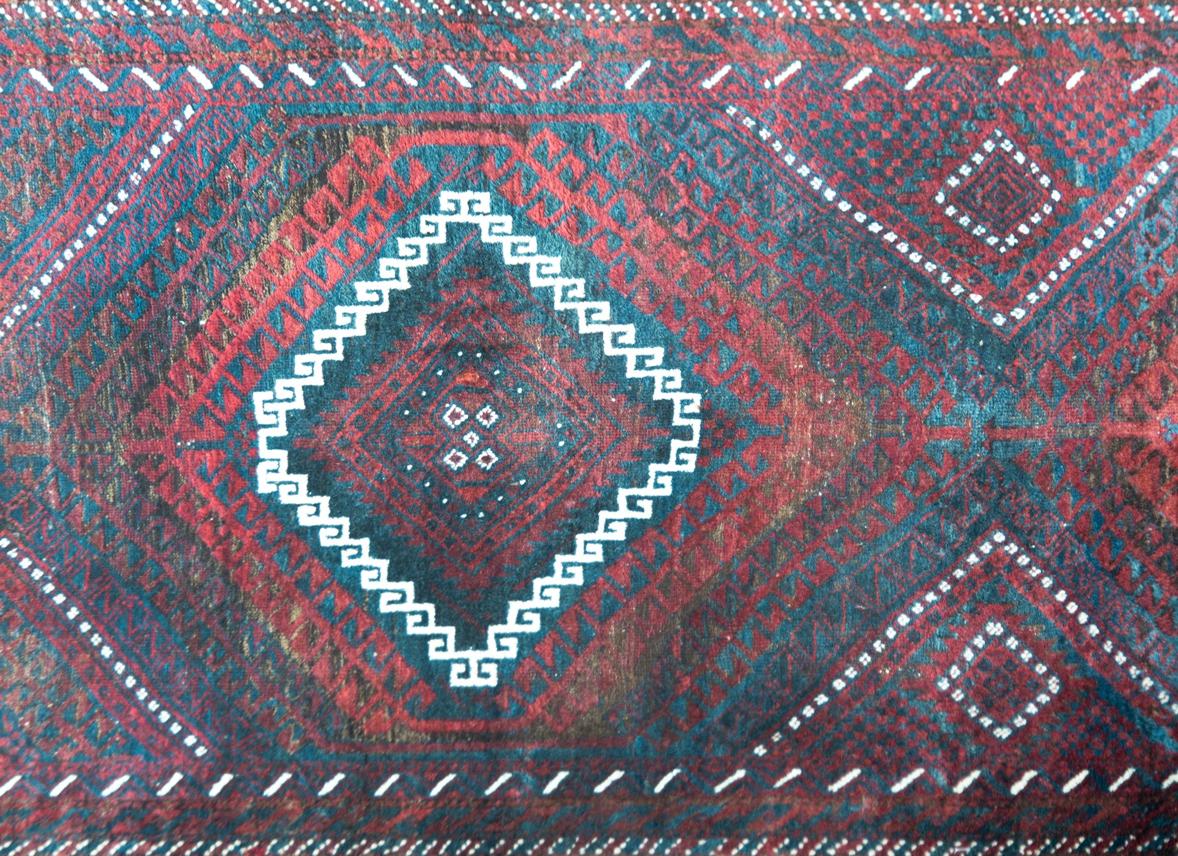 Wool Vintage Afghani Baluch Rug For Sale