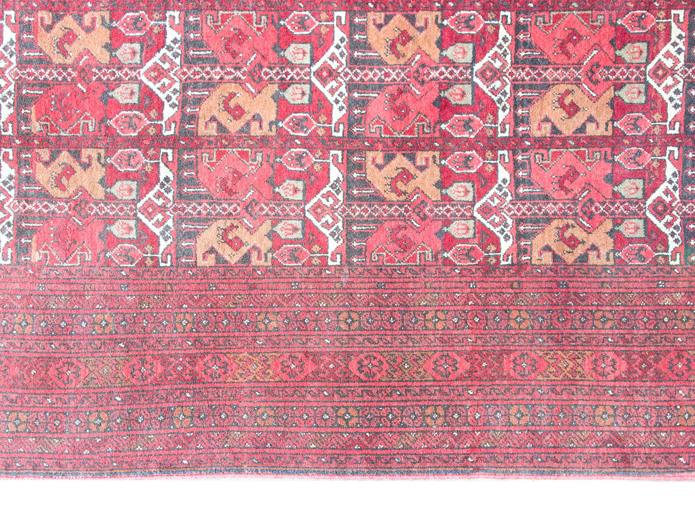Hand-Knotted Vintage Afghani Bashir Rug For Sale