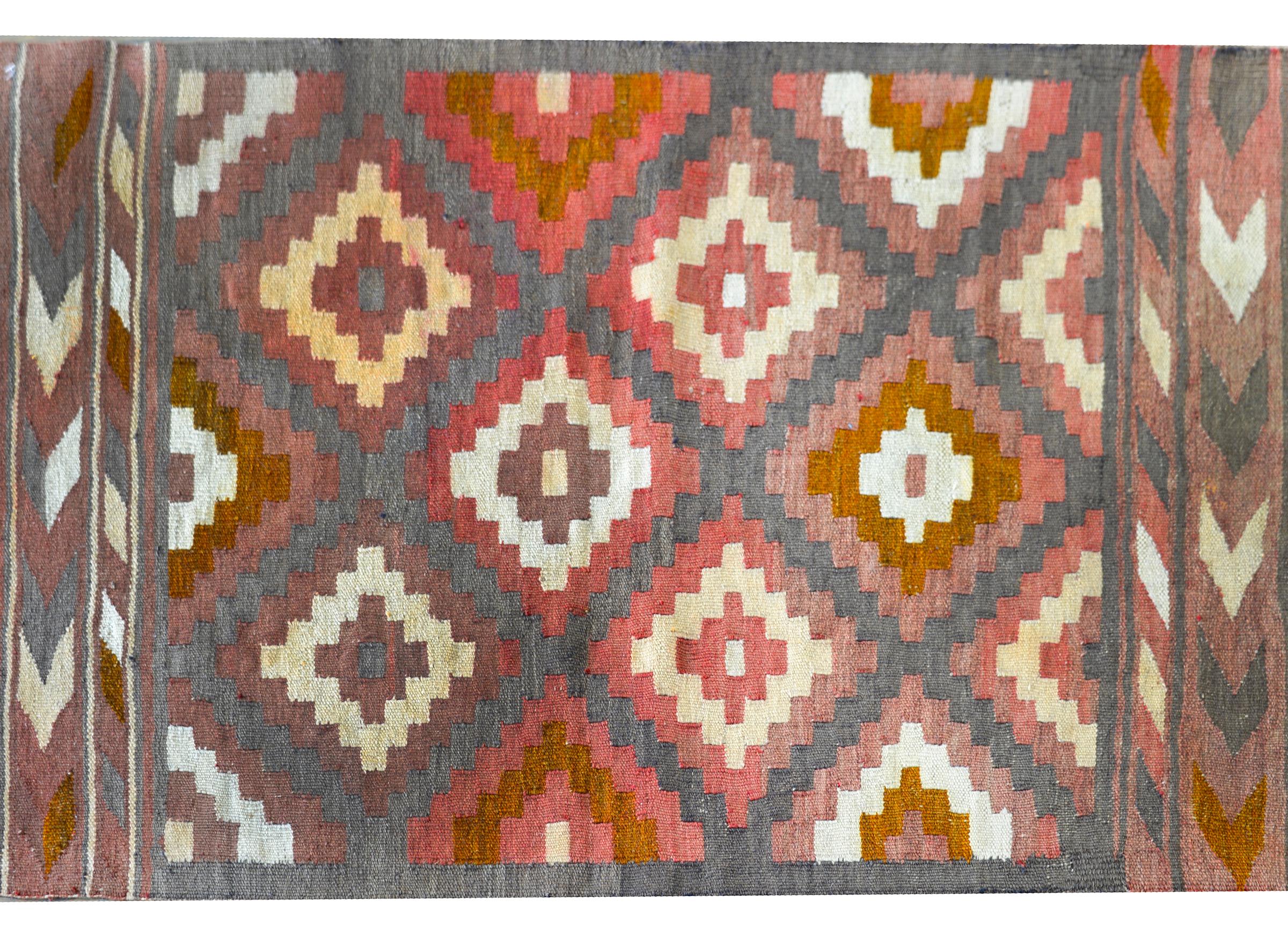 Hand-Woven Vintage Afghani Kilim Rug For Sale