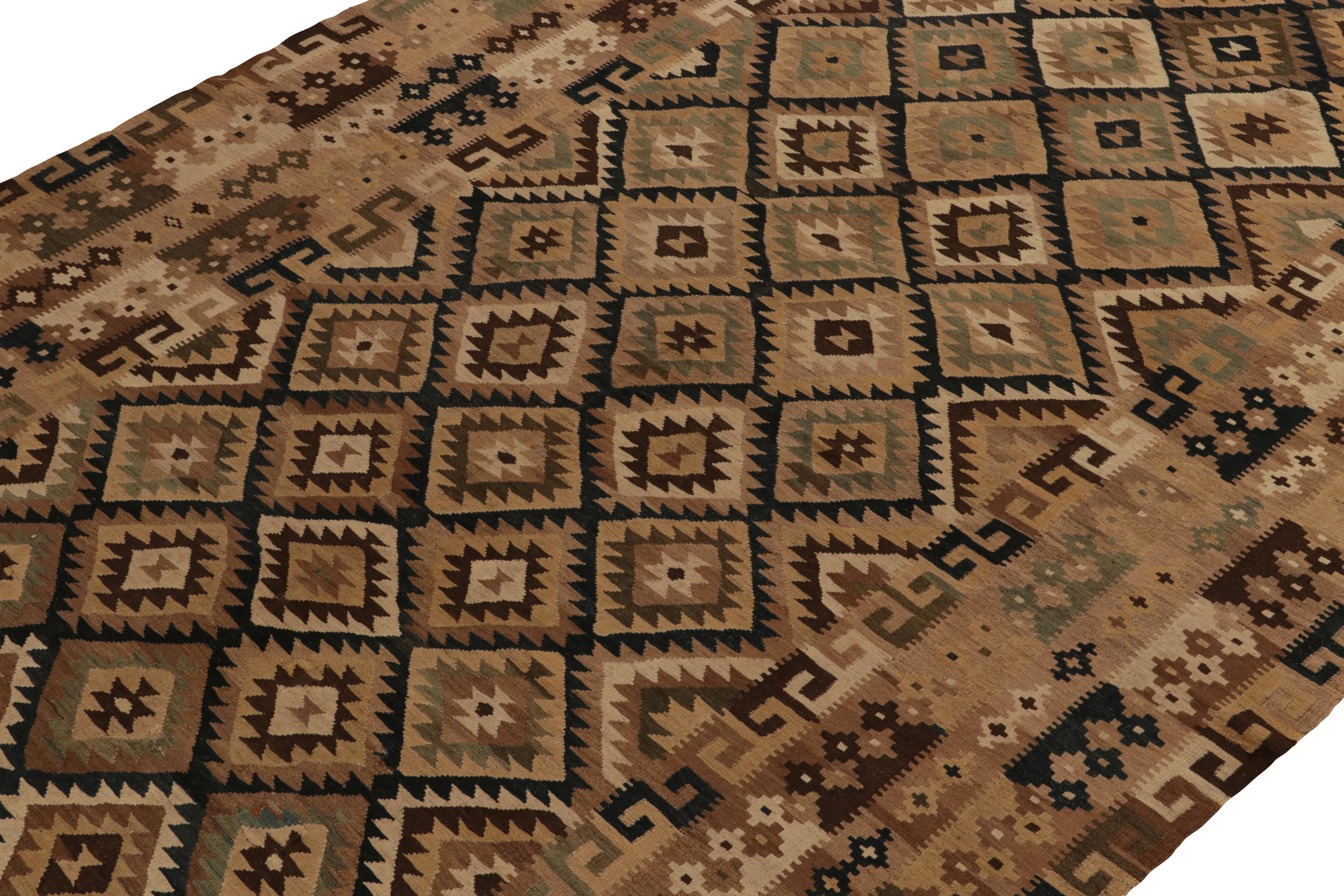 Vintage Afghani Kilim Rug in Beige-Brown, Black Tribal Pattern by Rug & Kilim In Good Condition For Sale In Long Island City, NY