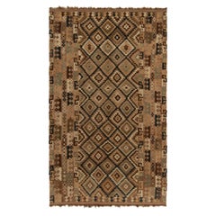 Tapis Kilim afghan vintage en beige-marron, motif tribal noir de Rug & Kilim