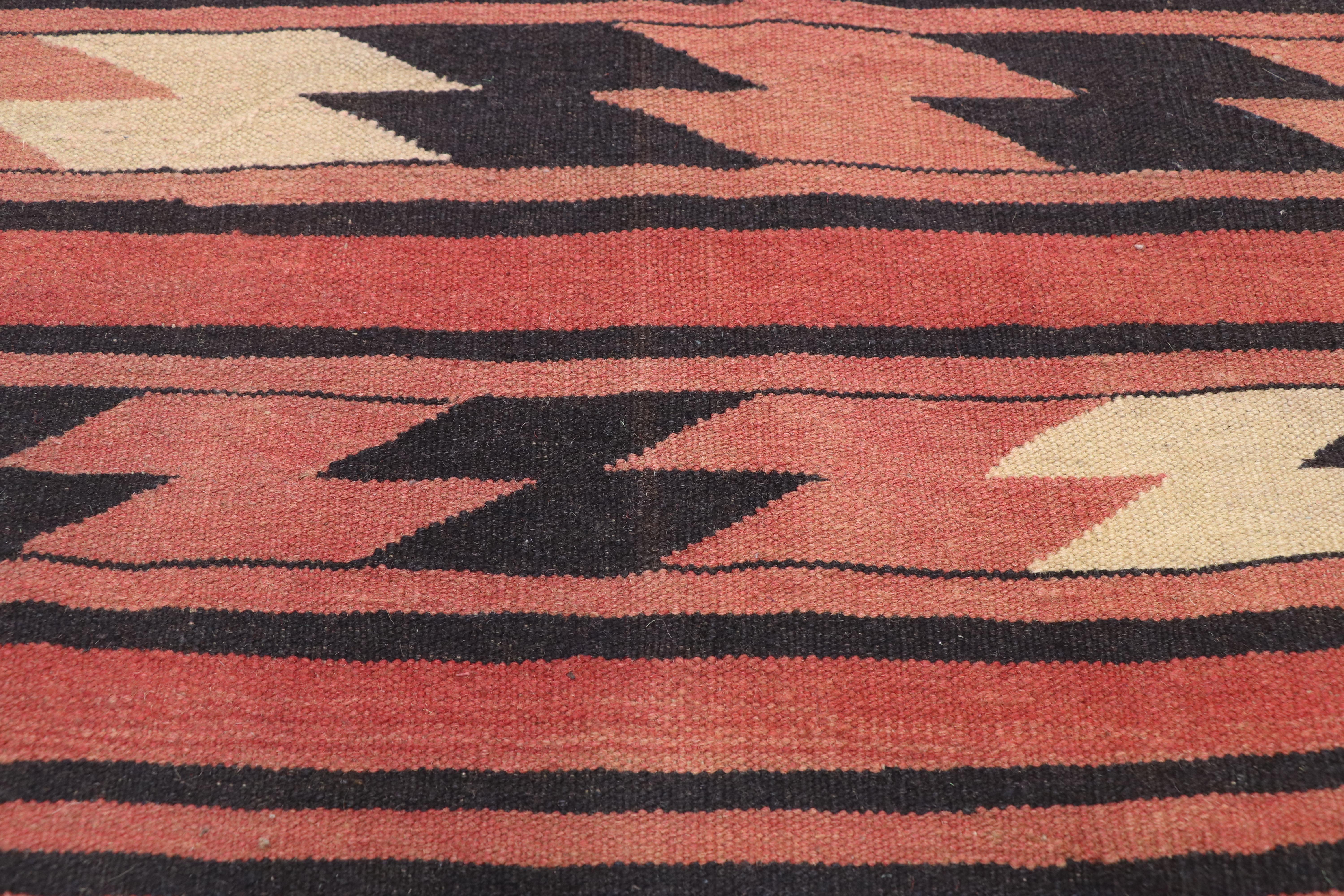 Vintage Afghani Kilim Rug with Checkerboard Design and Modern Tribal Style In Good Condition For Sale In Dallas, TX