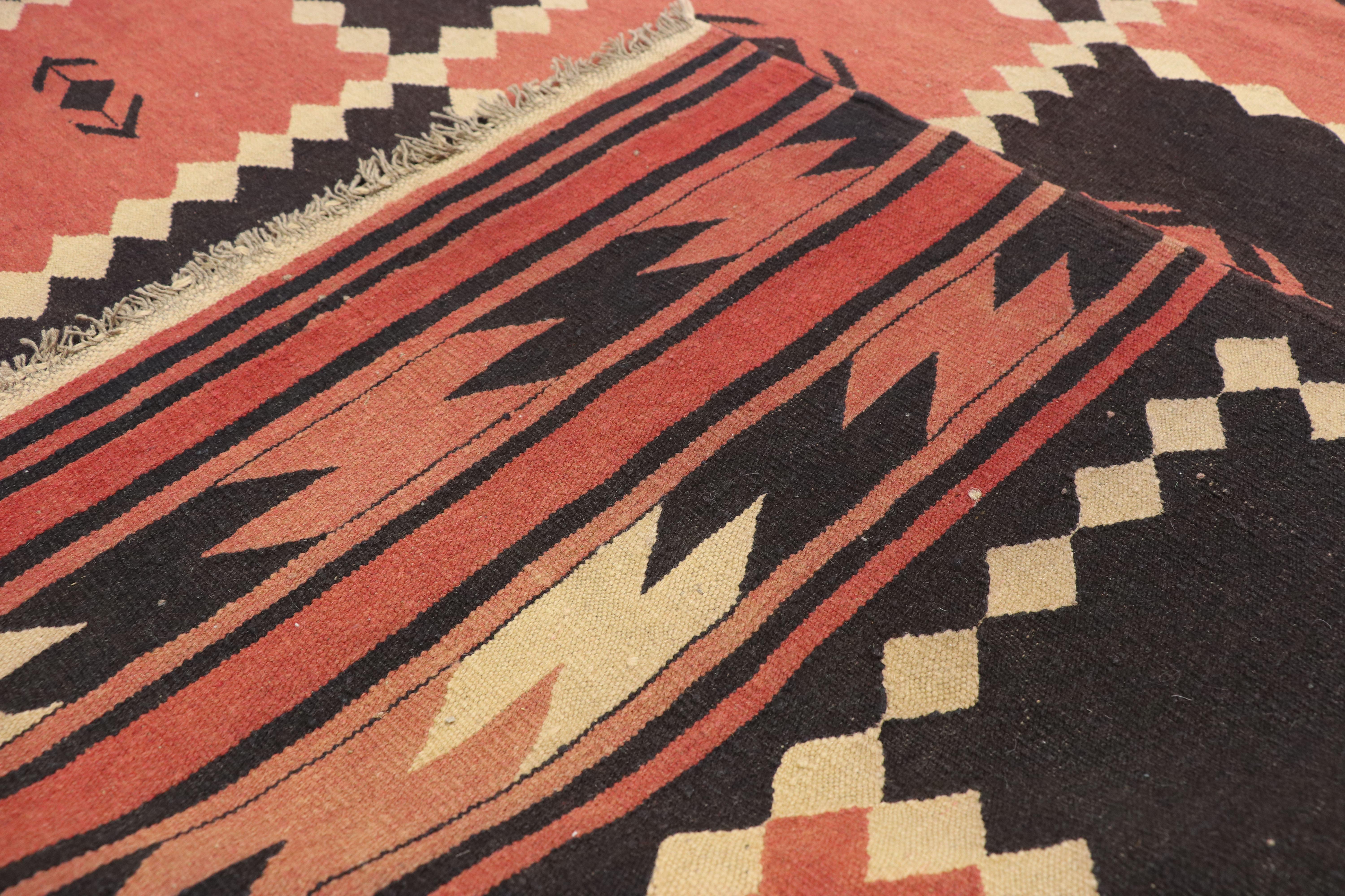 20th Century Vintage Afghani Kilim Rug with Checkerboard Design and Modern Tribal Style For Sale