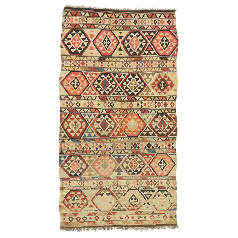 Vintage Afghani Kilim Rug with Modern Boho Chic Southwestern Aztec ...