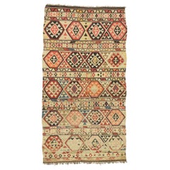 Vintage Afghani Kilim Rug with Modern Boho Chic Southwestern Aztec Style