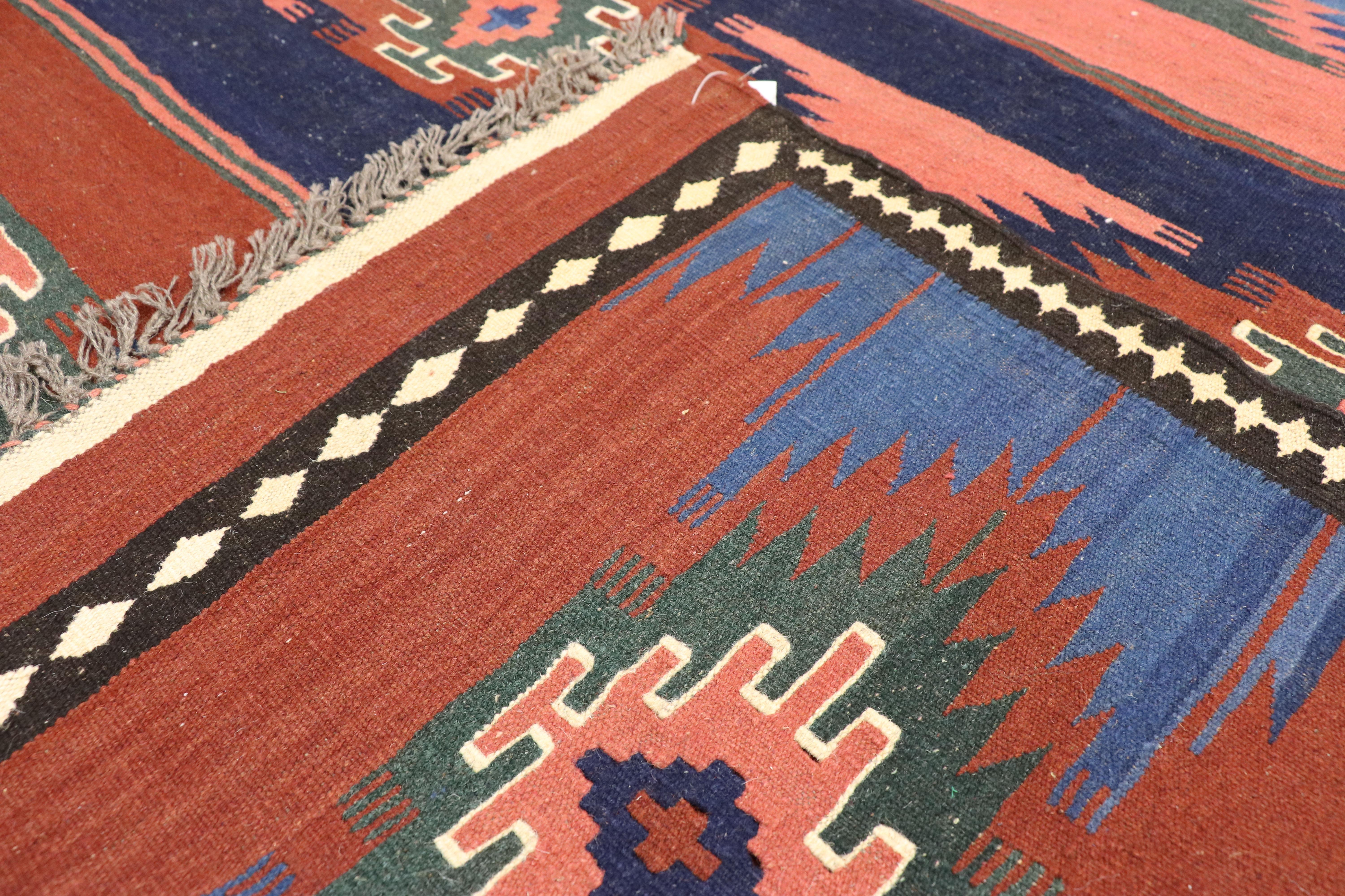 20th Century Vintage Afghani Kilim Rug with Southwestern Navajo Native American Style