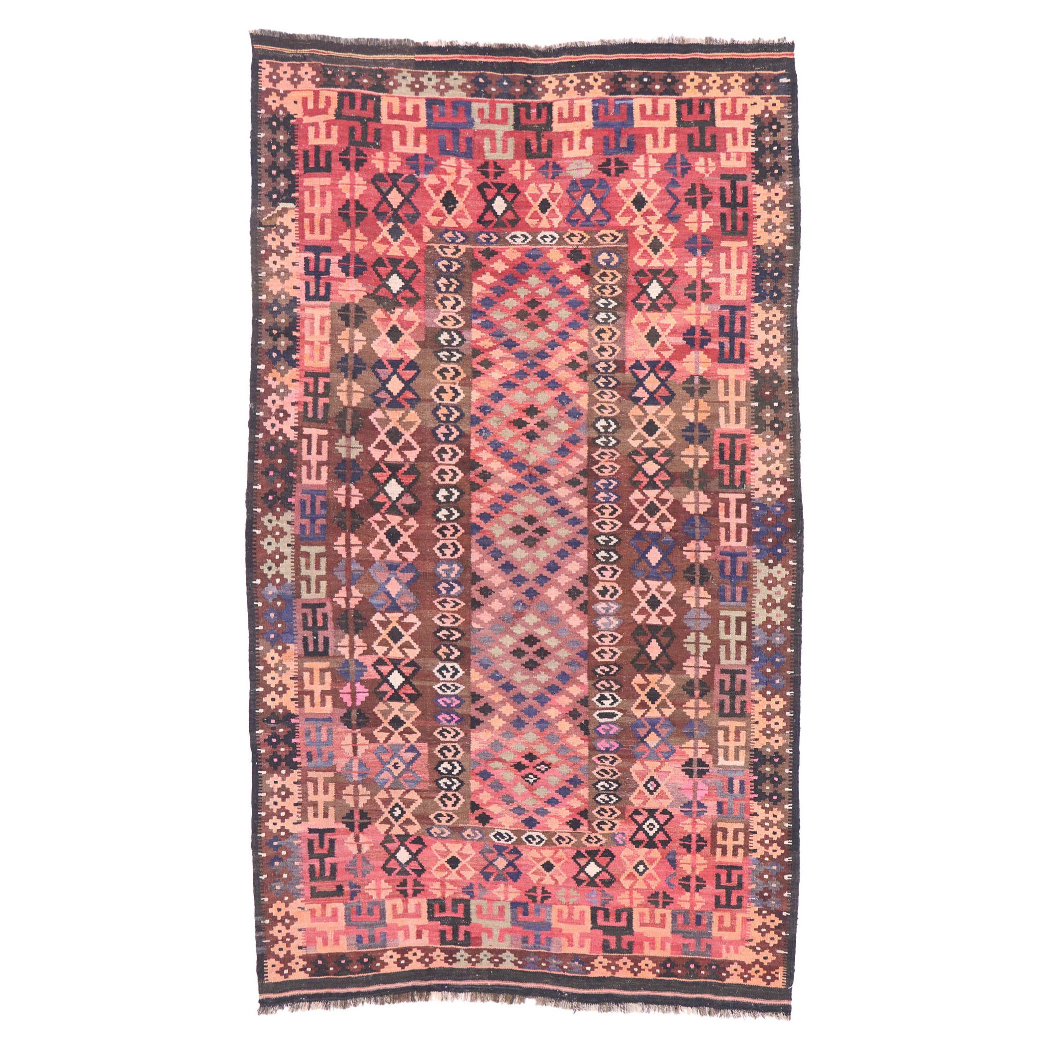 Afghanischer Maimana-Kilim-Teppich, Moderne Wüste trifft auf Südwest-Boho