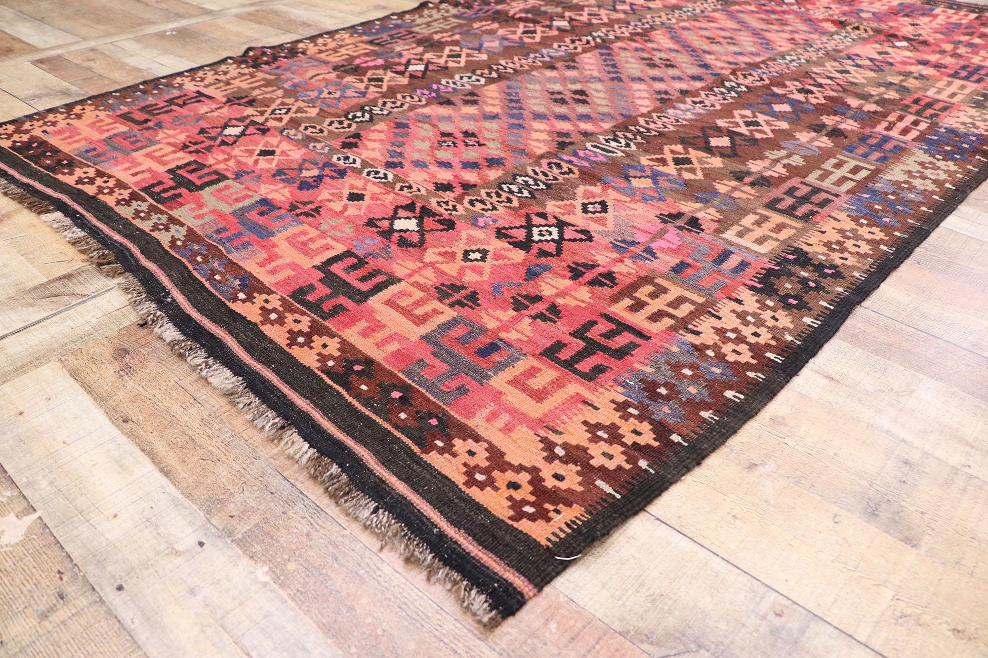Wool Vintage Afghani Maimana Kilim Rug, Modern Desert Meets Southwest Boho For Sale