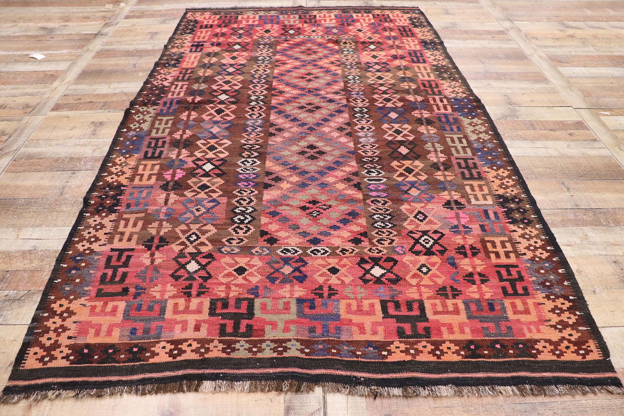 Vintage Afghani Maimana Kilim Rug, Modern Desert Meets Southwest Boho For Sale 1