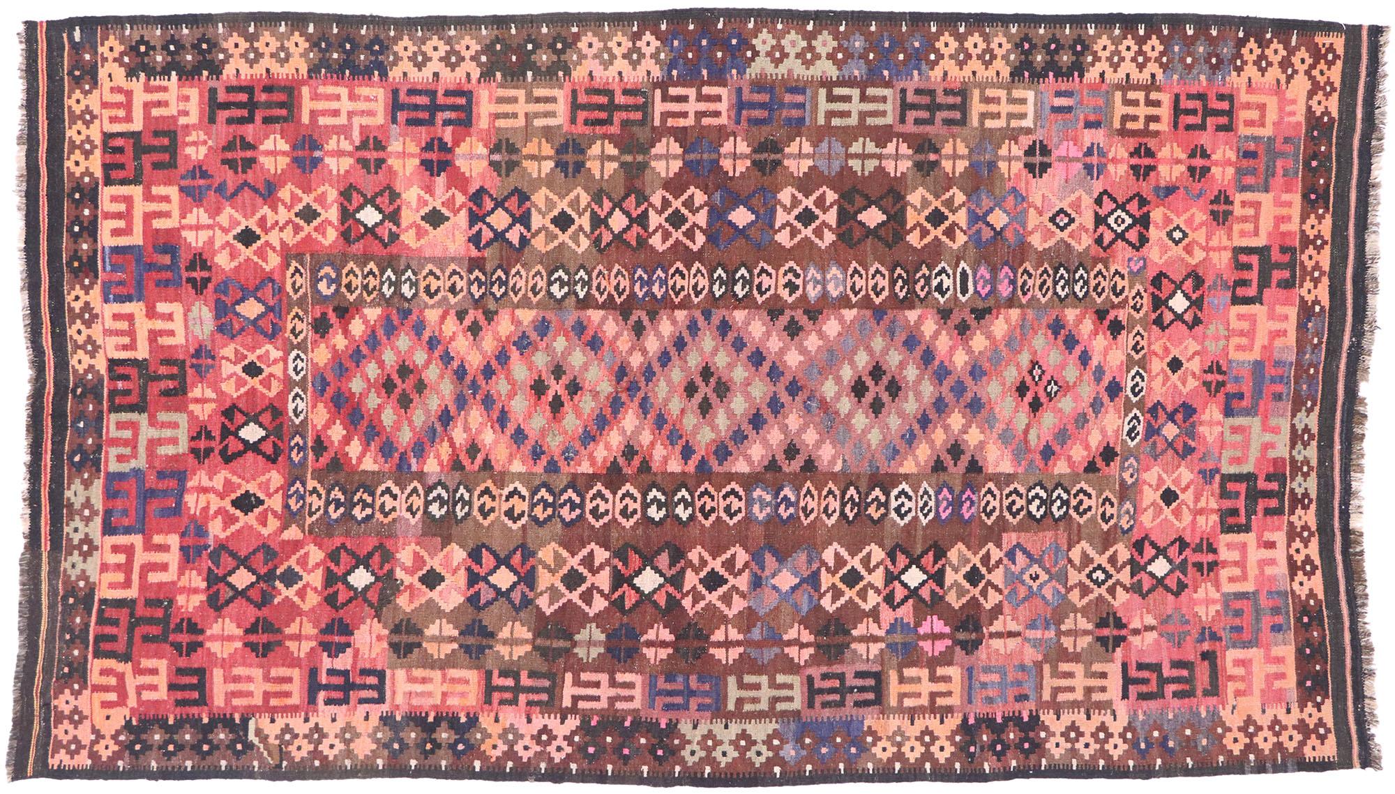 Vintage Afghani Maimana Kilim Rug, Modern Desert Meets Southwest Boho For Sale 3