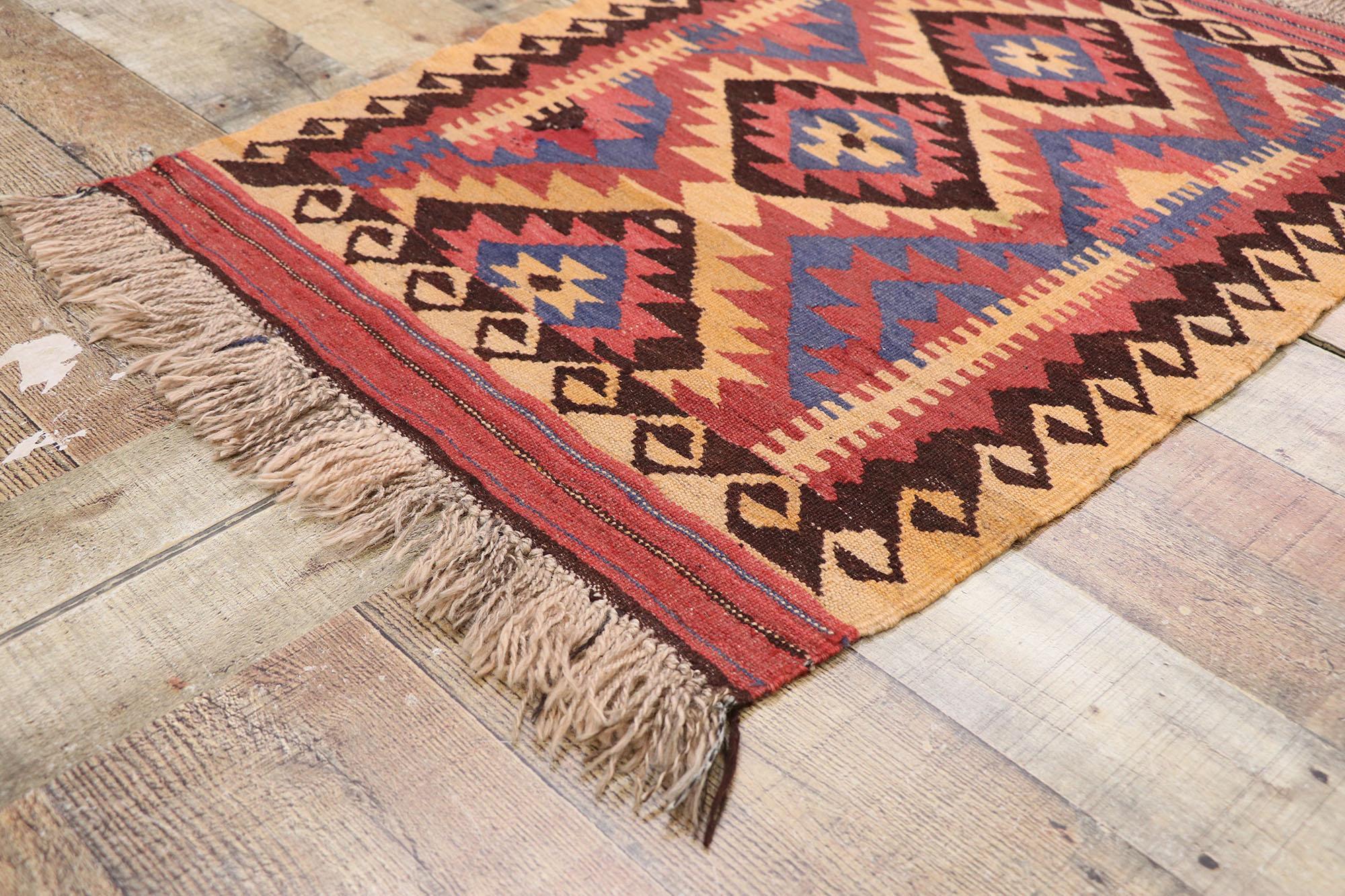 Wool Vintage Afghani Maimana Kilim Rug with Modern Tribal Style For Sale